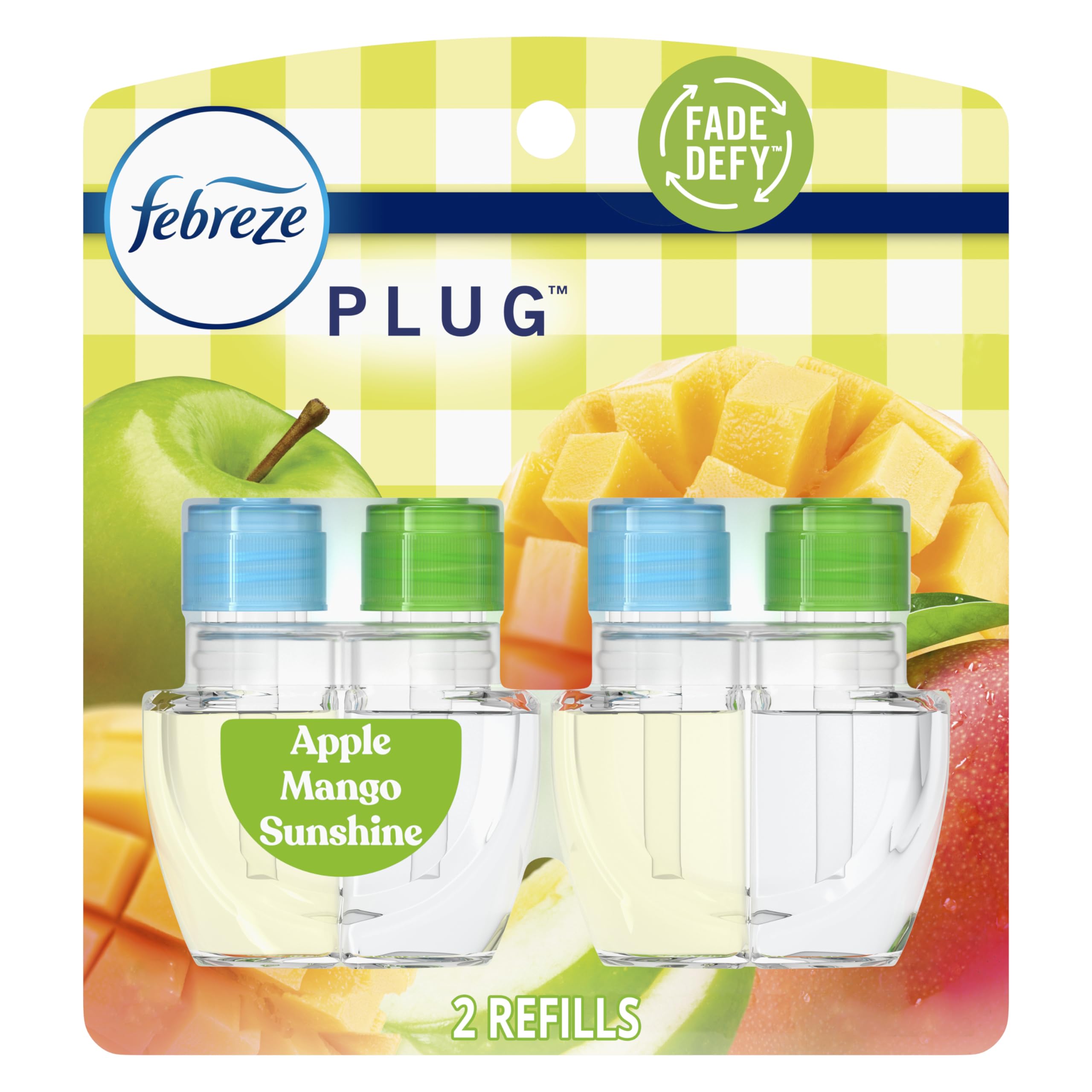 Febreze Plug In Air Freshener, Odor Fighting Scented Oil Refill, Apple Mango Sunshine Scent, 2 Refill