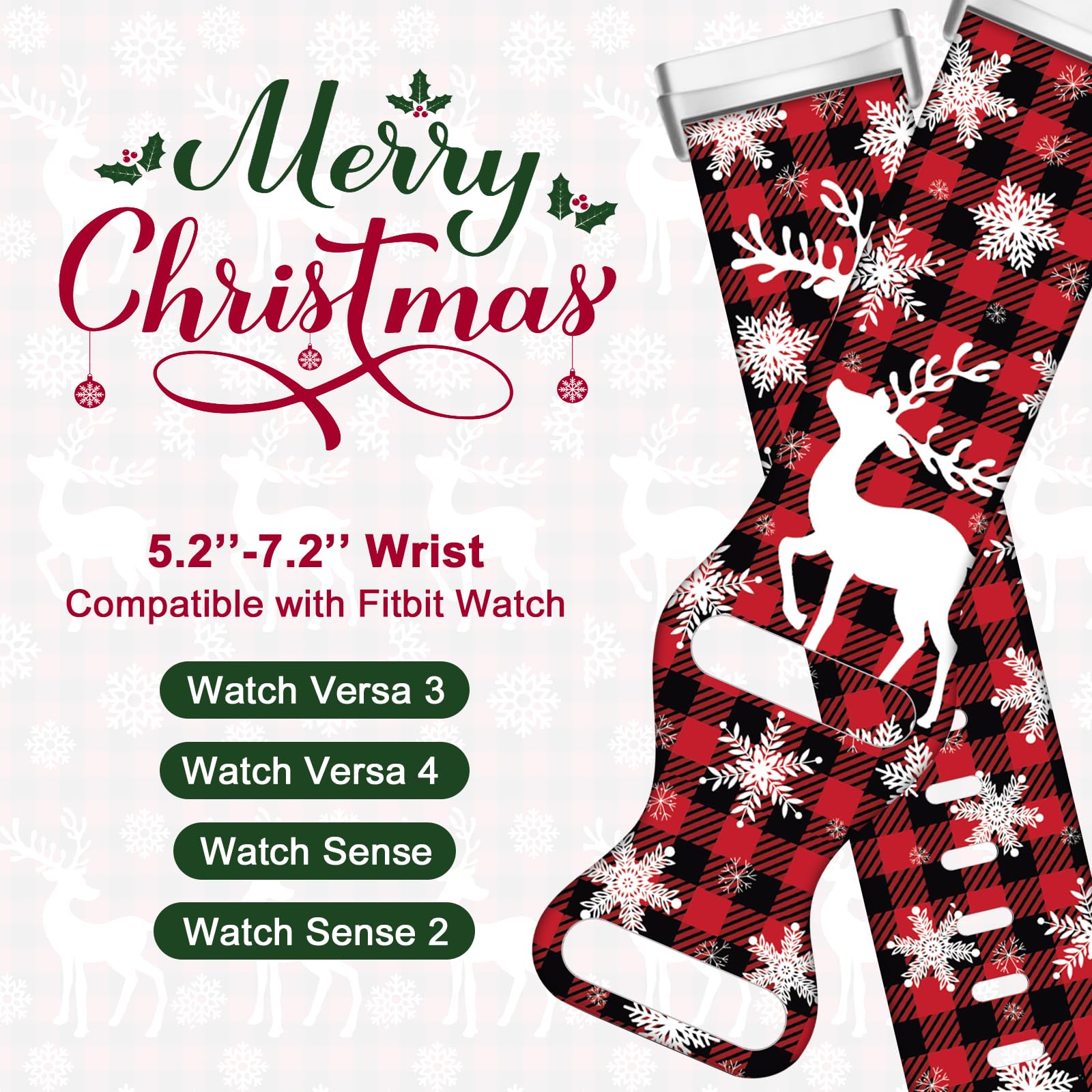 Christmas Halloween Thanksgiving Band Compatible With Fitbit Versa 3/Fitbit Versa 4/Fitbit Sense/2, Smartwatch Holiday Women Men