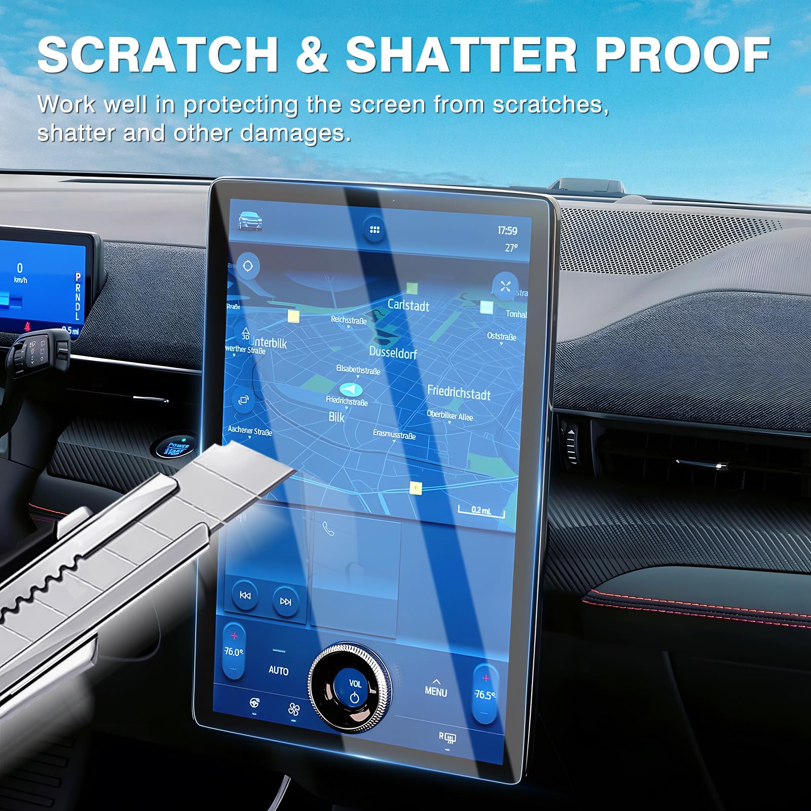 Karltys 2 Pack Screen Protector For 2021 2024 Ford Mustang Mach E & 2022 2024 F 150 Lightning & 2022 2024 Expedition 15.5 Inch Touchscreen, 9H Tempered Glass Screen Protector For Ford Accessories
