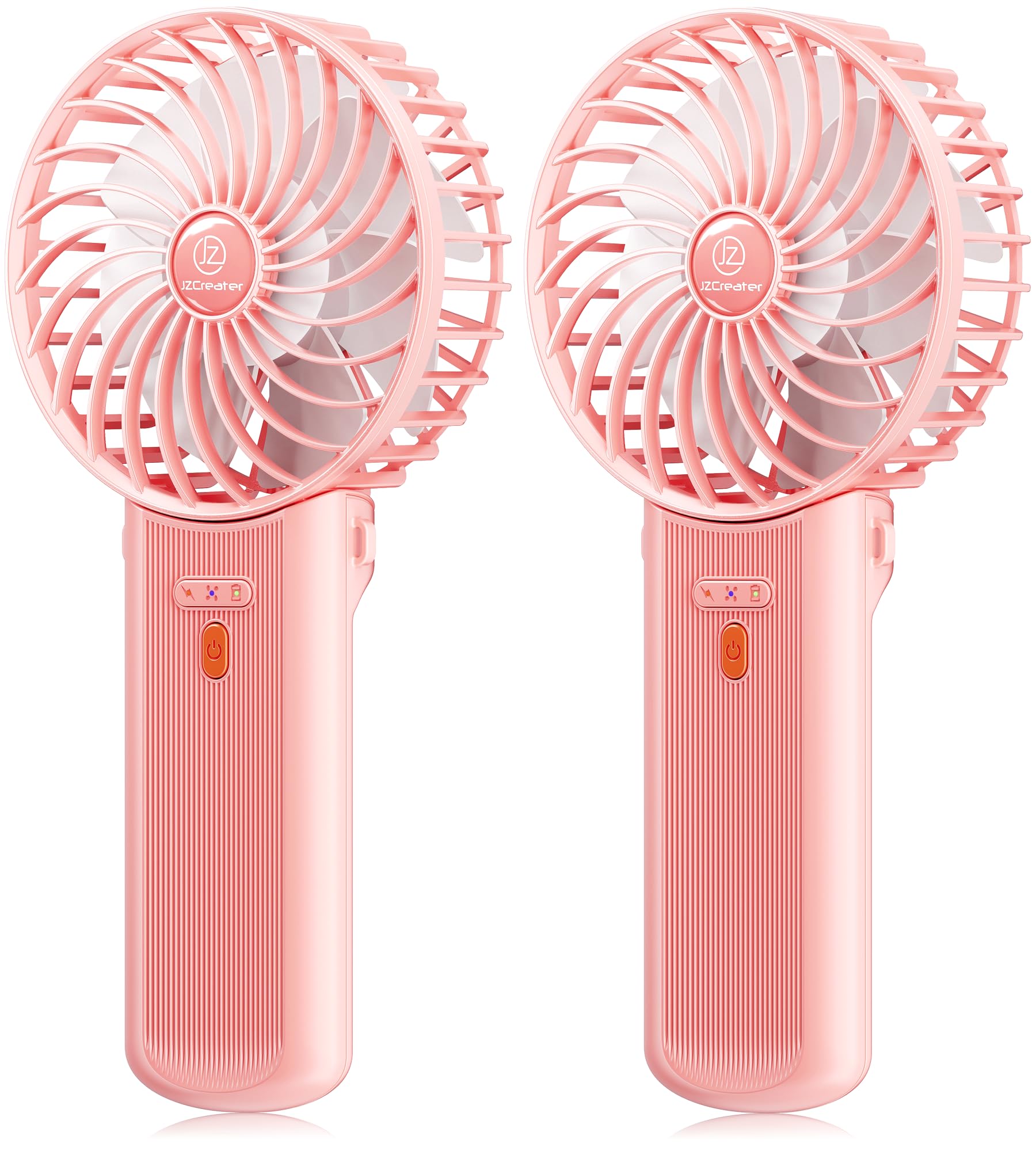 Jzcreater 2Pack Mini Handheld Fan,Portable Hand Held Fan, 15H Cooling Fan, Quiet 4 Speed, Usb Rechargeable Battery Operated Desk