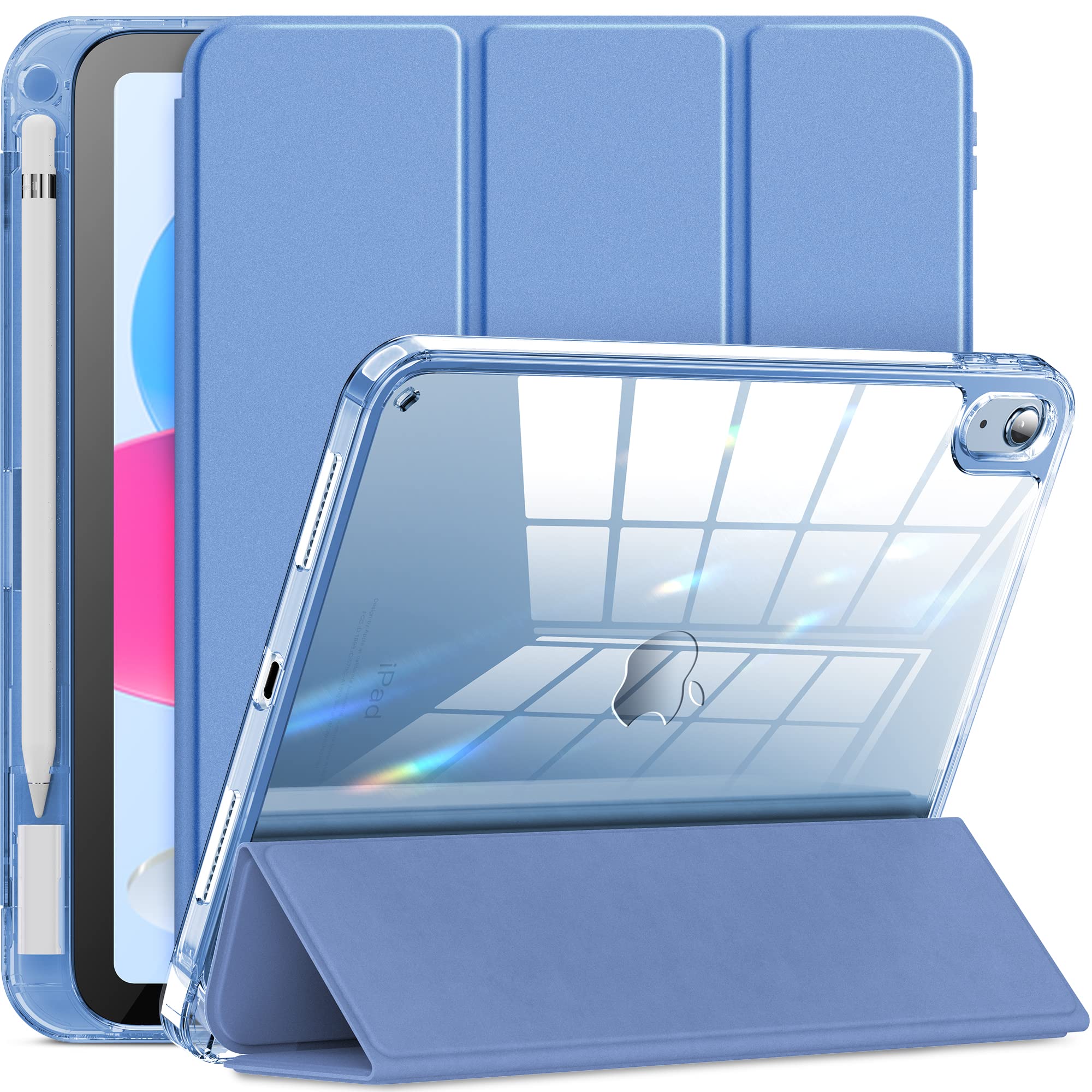 Infiland Compatible With Ipad (A16) 11Th Generation 11 Inch 2025 Case, Ipad 10Th Generation Case 2022 10.9 Inch 2022, Crystal Clear With Slot For Pencil & Charging Adapter, Cerulean Blue