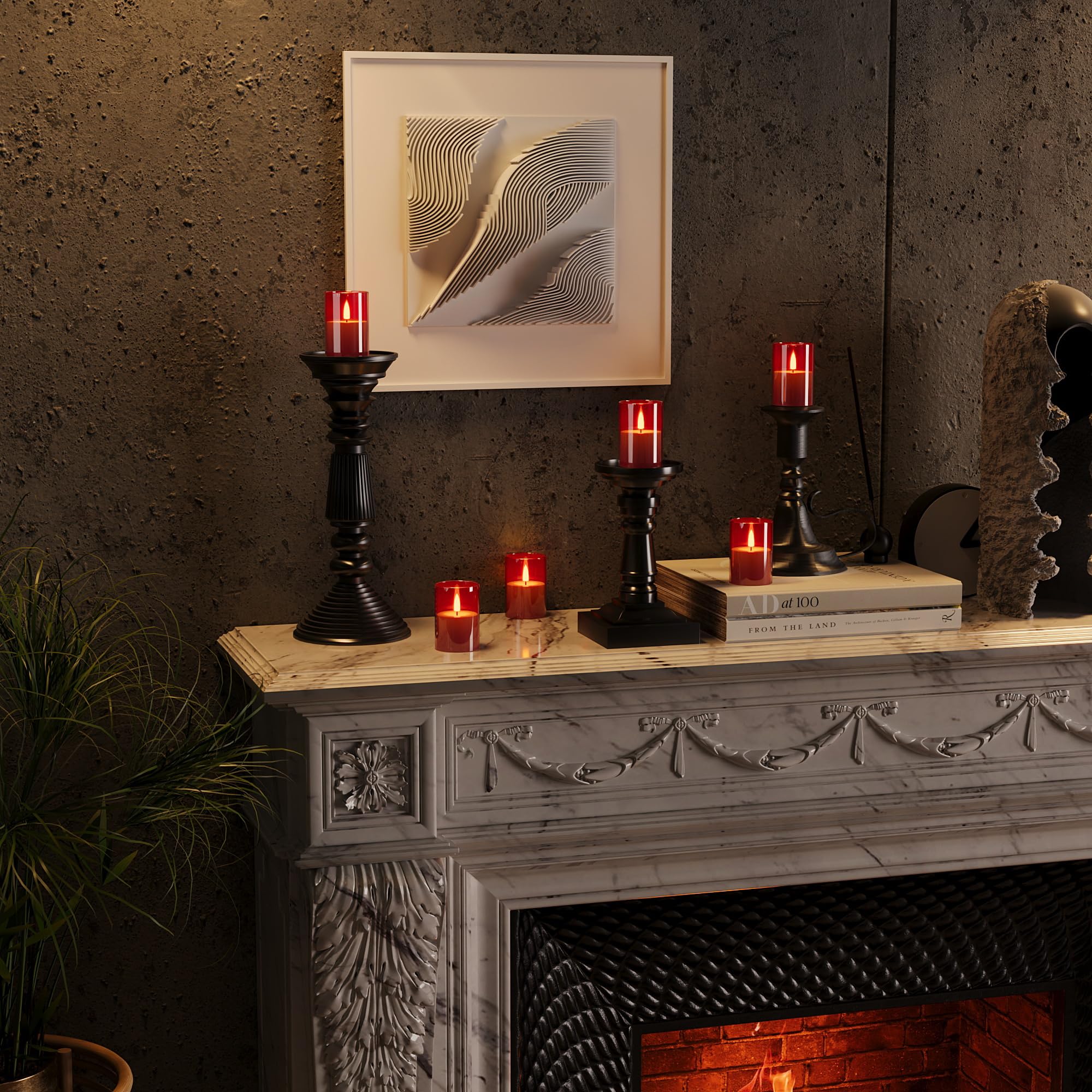 Viodaim 12Pack Flickering Flameless Led Candles With Timer, Battery Operated For Wedding Party Centerpieces [Red, 2''X3'']