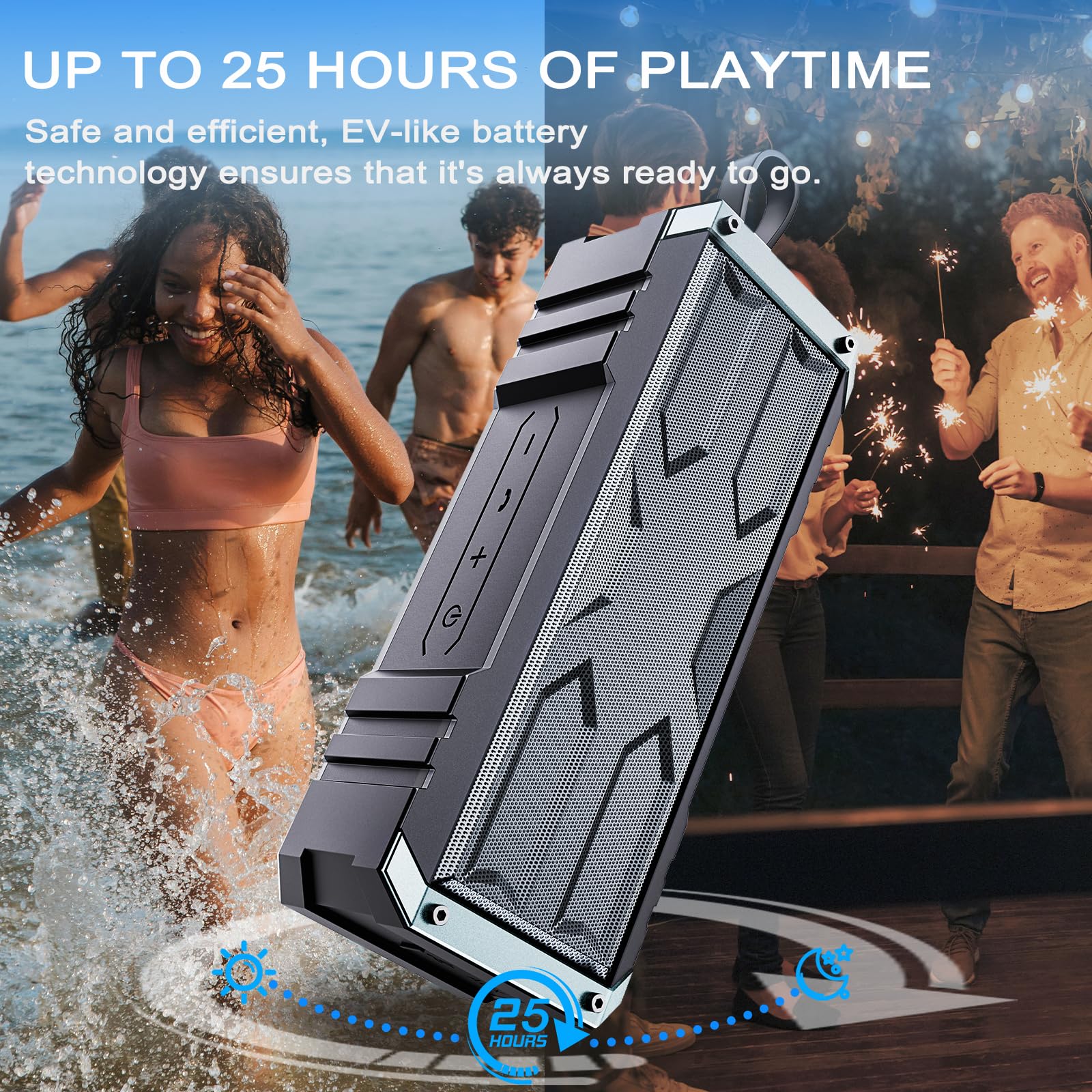 Comiso Bluetooth Speaker, Portable Speaker V5.3 With 20W Loud Stereo Sound, Ipx7 Waterproof Speaker With Deep Bass, 24 Hour Playtime,Rugged Metal,Compact, Wireless Speaker For Outdoor/Home/Travel/Gift