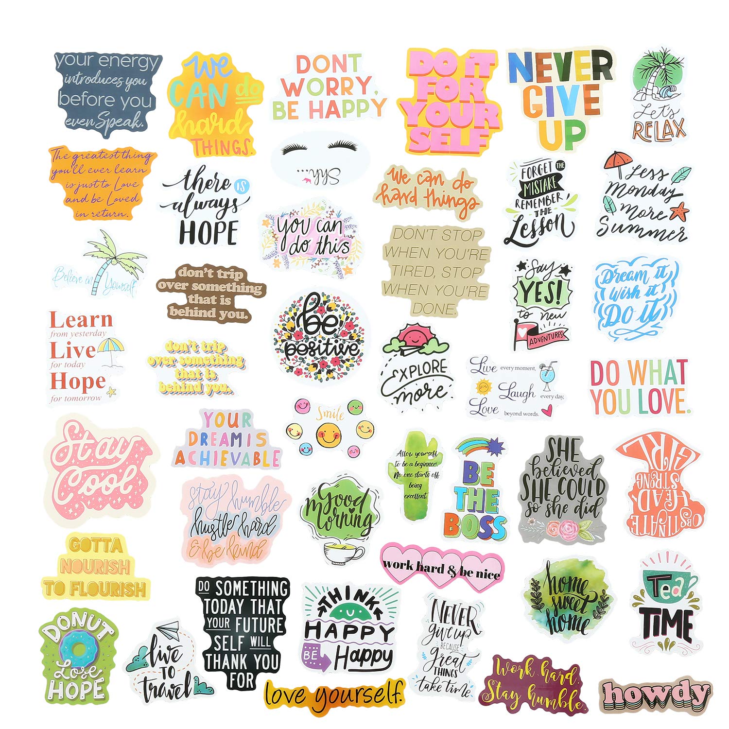 Quote Stickers, Positive Stickers 200Pcs Motivational Waterproof Vinyl Stickers For Water Bottle Hydroflasks Laptops Computers P