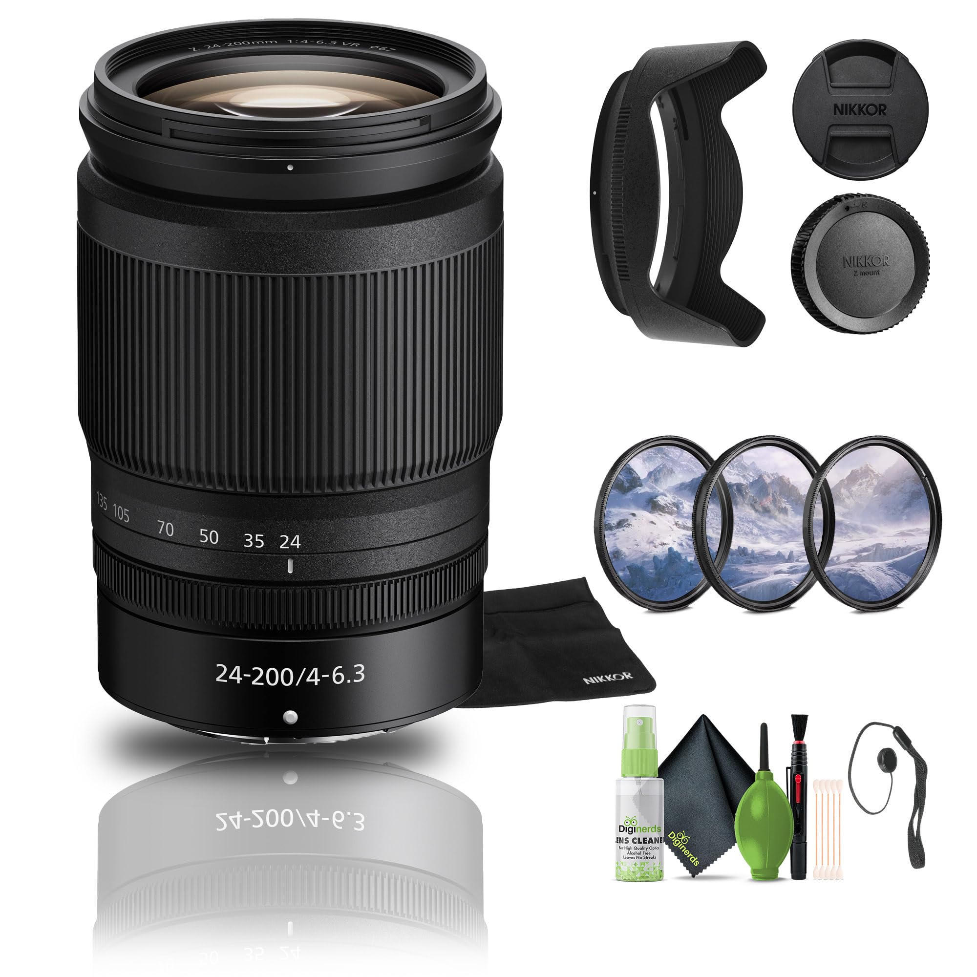Nikon NIKKOR Z 24-200mm f/4-6.3 VR Telephoto Zoom Lens Z Cameras (20092) + Filter Kit + Cap Keeper + Cleaning Kit