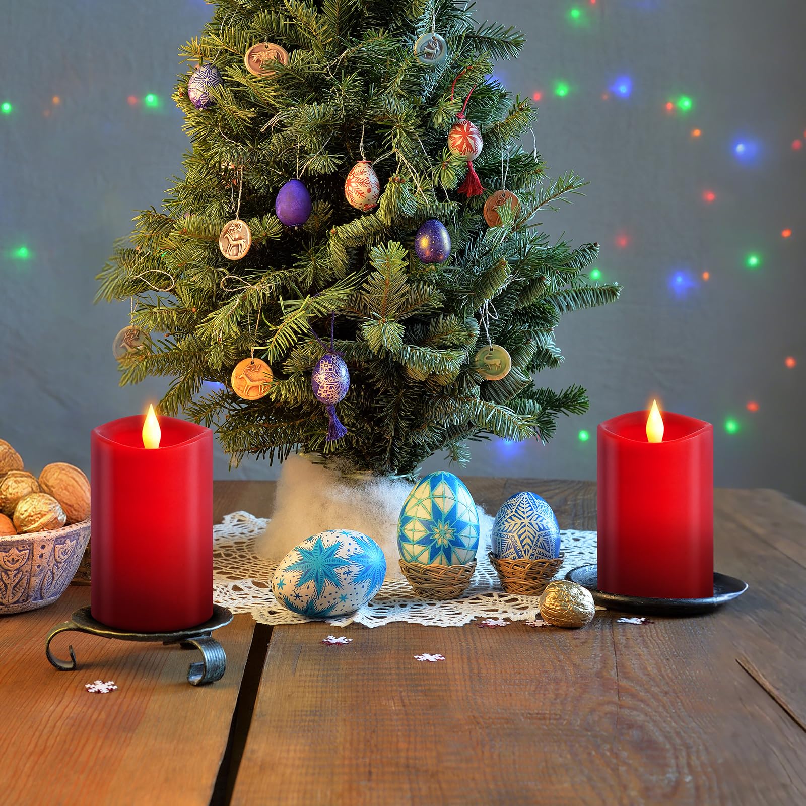 Milysoek 2Pcs, 3 X 5 Inches Flameless Candle With Remote Control, 3D Flickering Wick, Real Wax Pillar Led Candles, Battery Opera