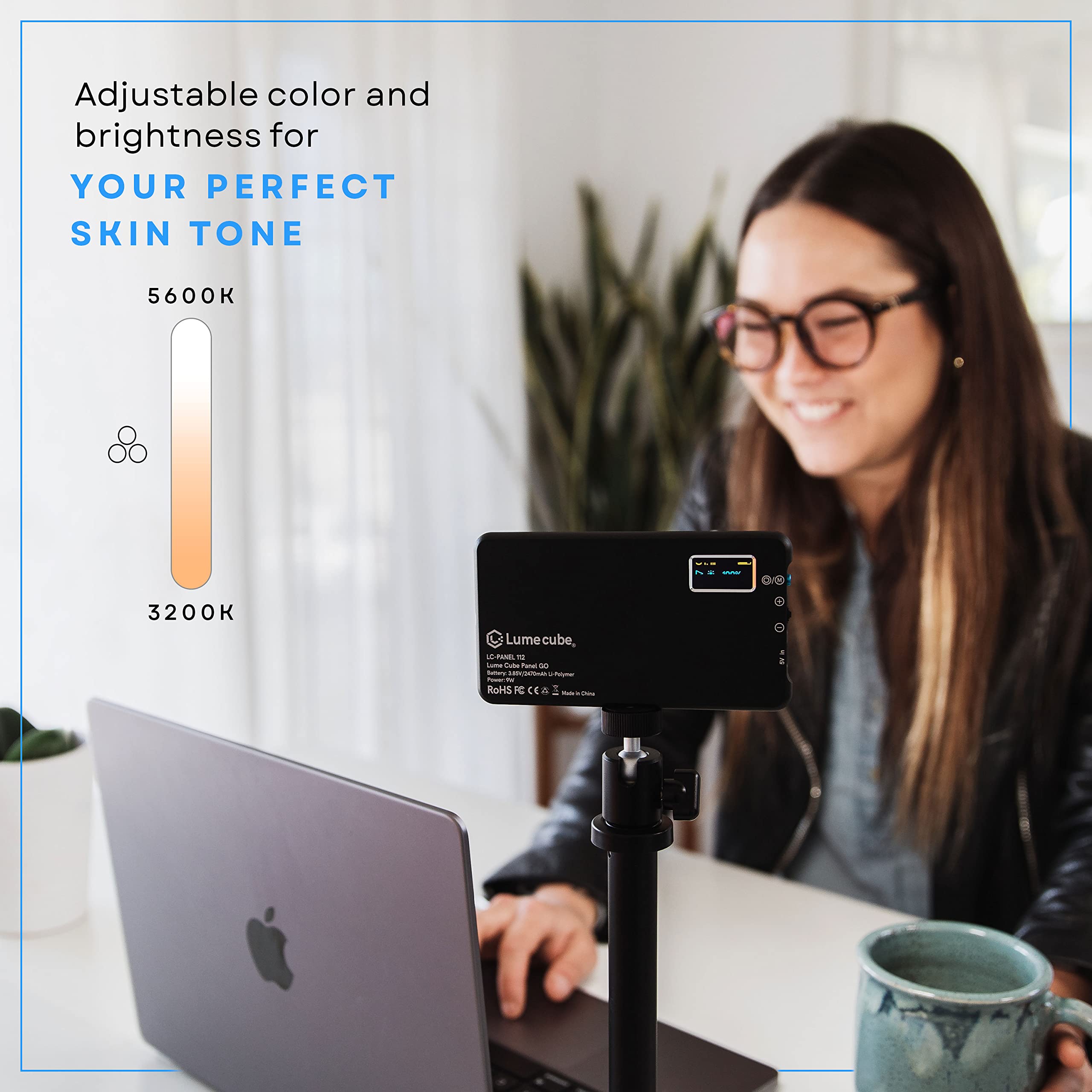 Lume Cube Broadcast Lighting Kit Live Stream Webcam Light For Computer & Laptop Enhance Video Calls Streaming & Vlogging Include