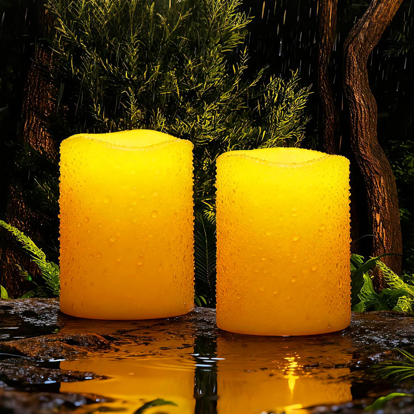 Homemory Solar Candles Outdoor Waterproof, Rechargeable Candles, IP65 Water-Resistant Solar Powered Flameless Candles for Outdoo
