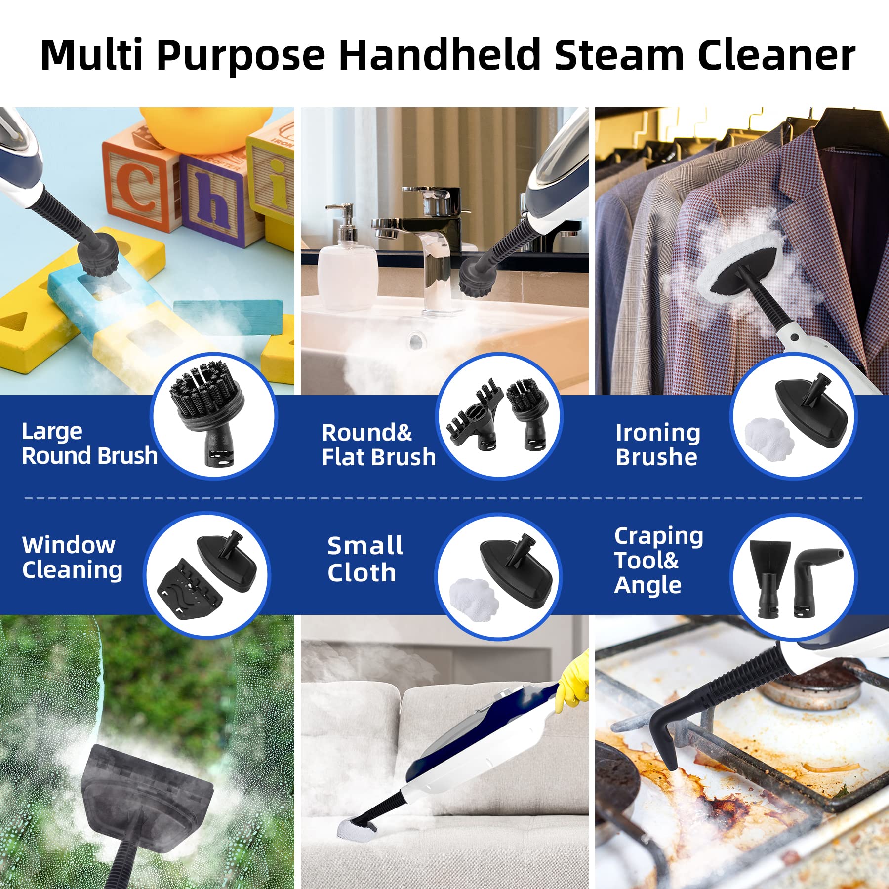 Steam Mop   10 In 1 Floor Steamer Detachable Multipurpose Handheld Steam Cleaner For Hardwood/Tile/Laminate All Floors Carpet Cl
