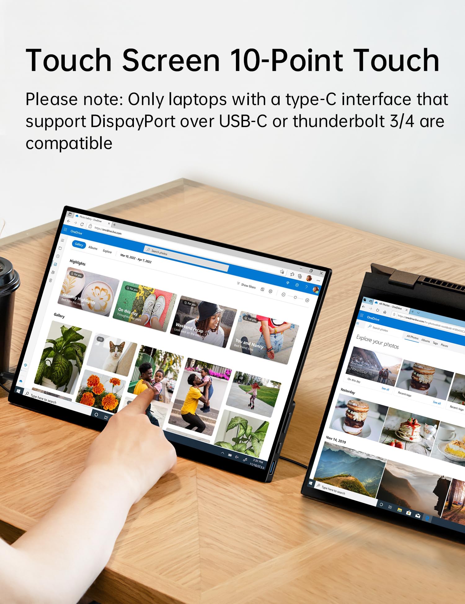 Caperave 15.6'' Portable Monitor Touchscreen, Fhd Ips Touch Screen With Tempered Glass, Travel Monitor With Kickstand & Speaker,