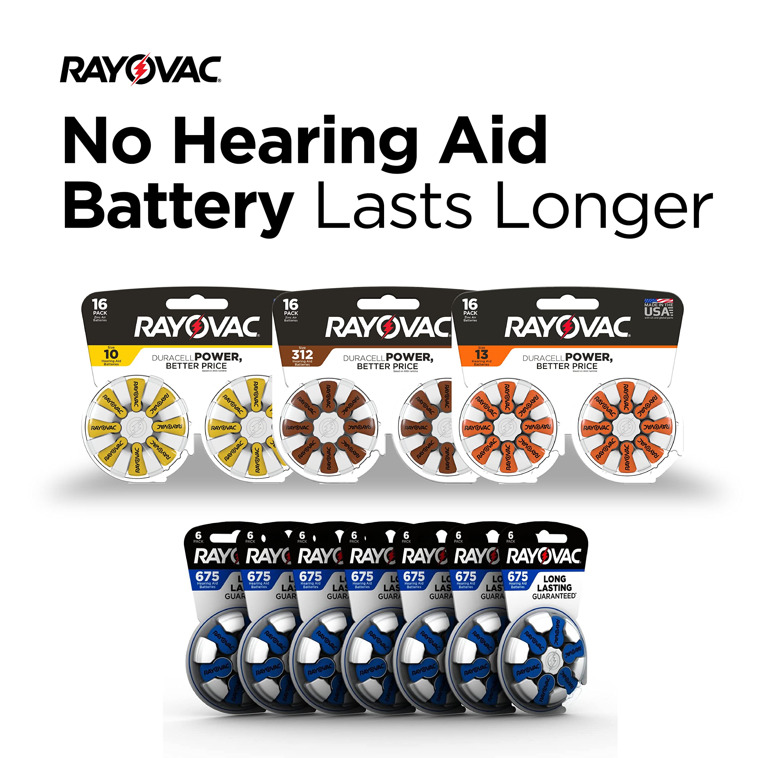 Rayovac Hearing Aid Batteries Size 312 For Advanced Hearing Aid Devices (16 Count)