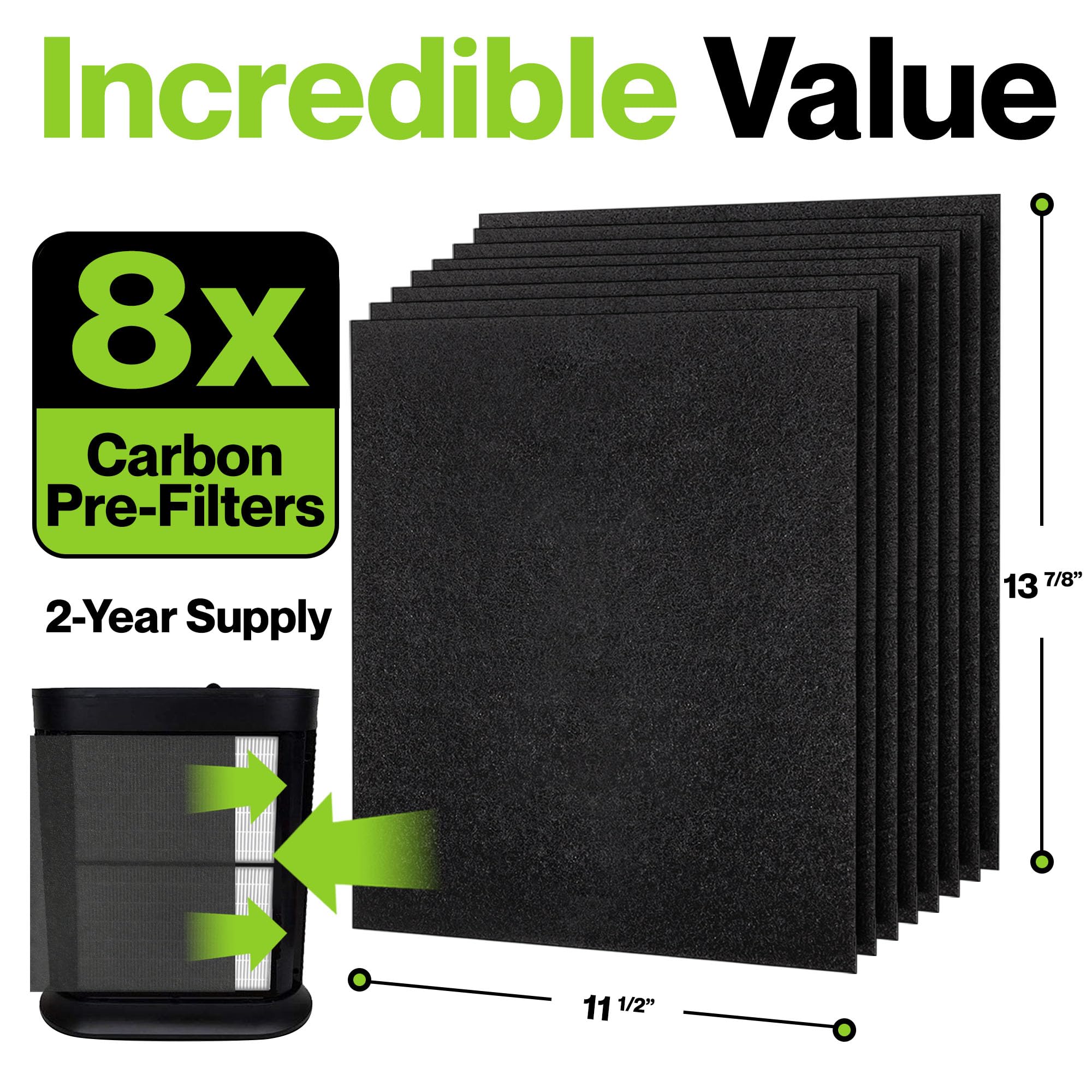 Durabasics 8 Pack Replacement Prefilter For Honeywell Hpa200 | Carbon Pre Filter Replacements For Honeywell Prefilter A, Honeywe