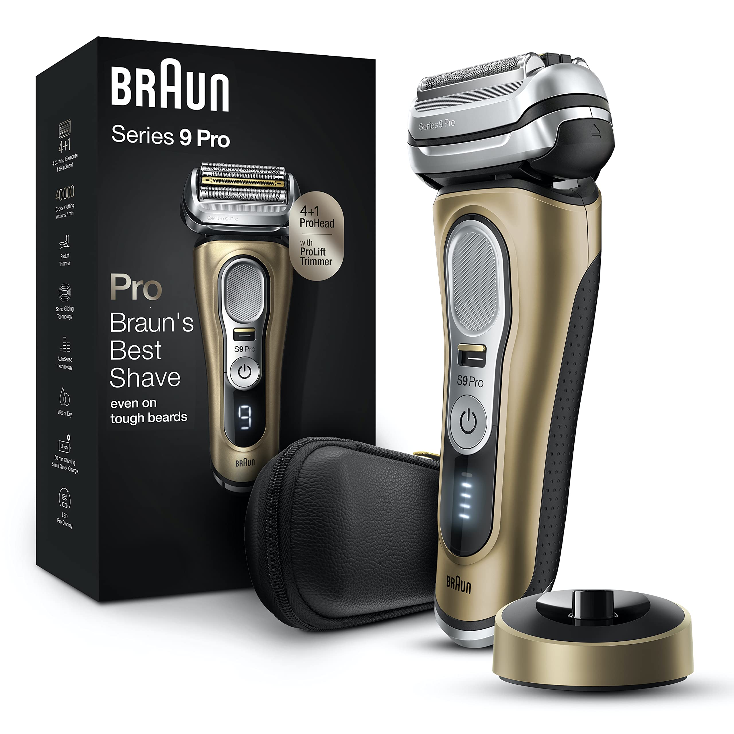 Braun Electric Razor For Men, Waterproof Foil Shaver, Series 9 Pro 9419S, Wet & Dry Shave, With Prolift Beard Trimmer For Groomi