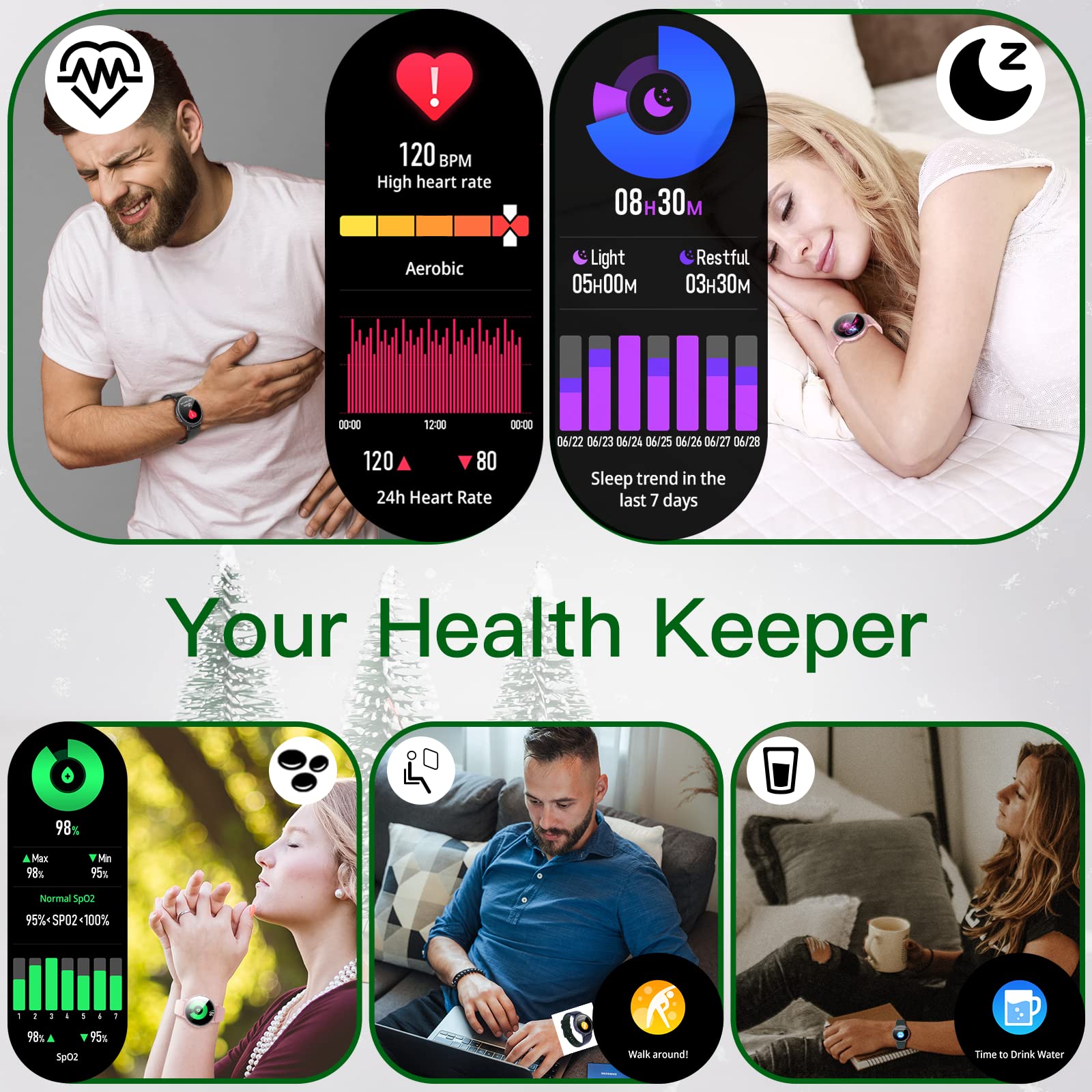 Smart Watch For Women Men(Answer/Dial Calls), 1.3'' Round Face Watches Always On Display Smartwatch For Android And Ios Phones,