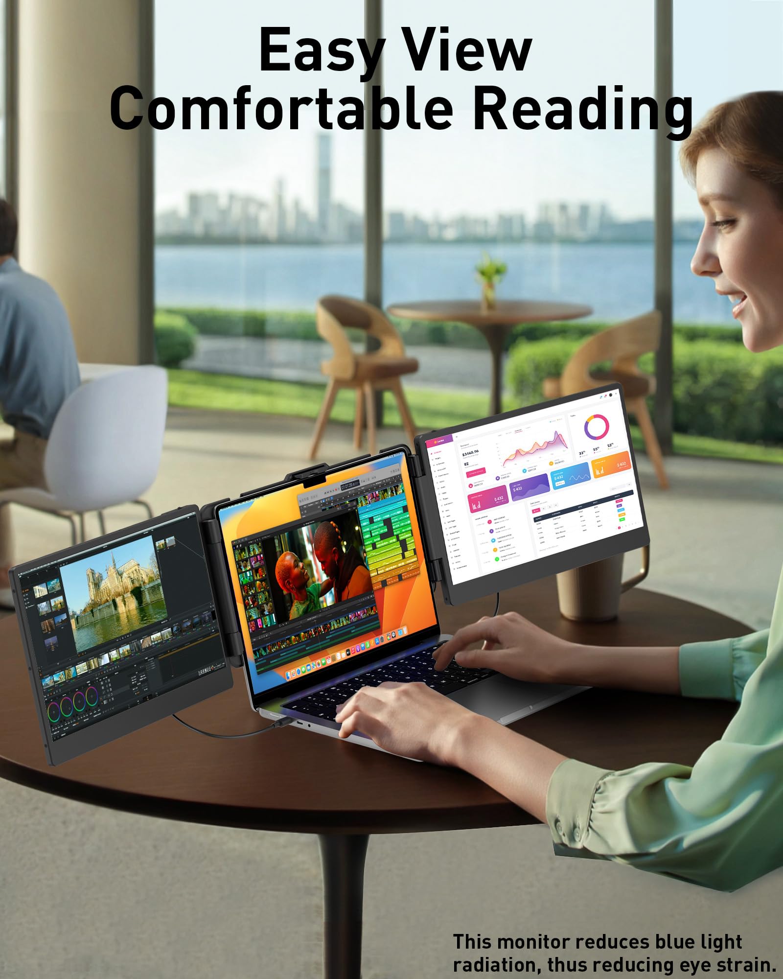 Marsmyth Laptop Screen Extender 14 Inch, Full Hd Display Laptop Monitor Extender (1920 X 1080), Ips Panel Triple Screen Laptop M