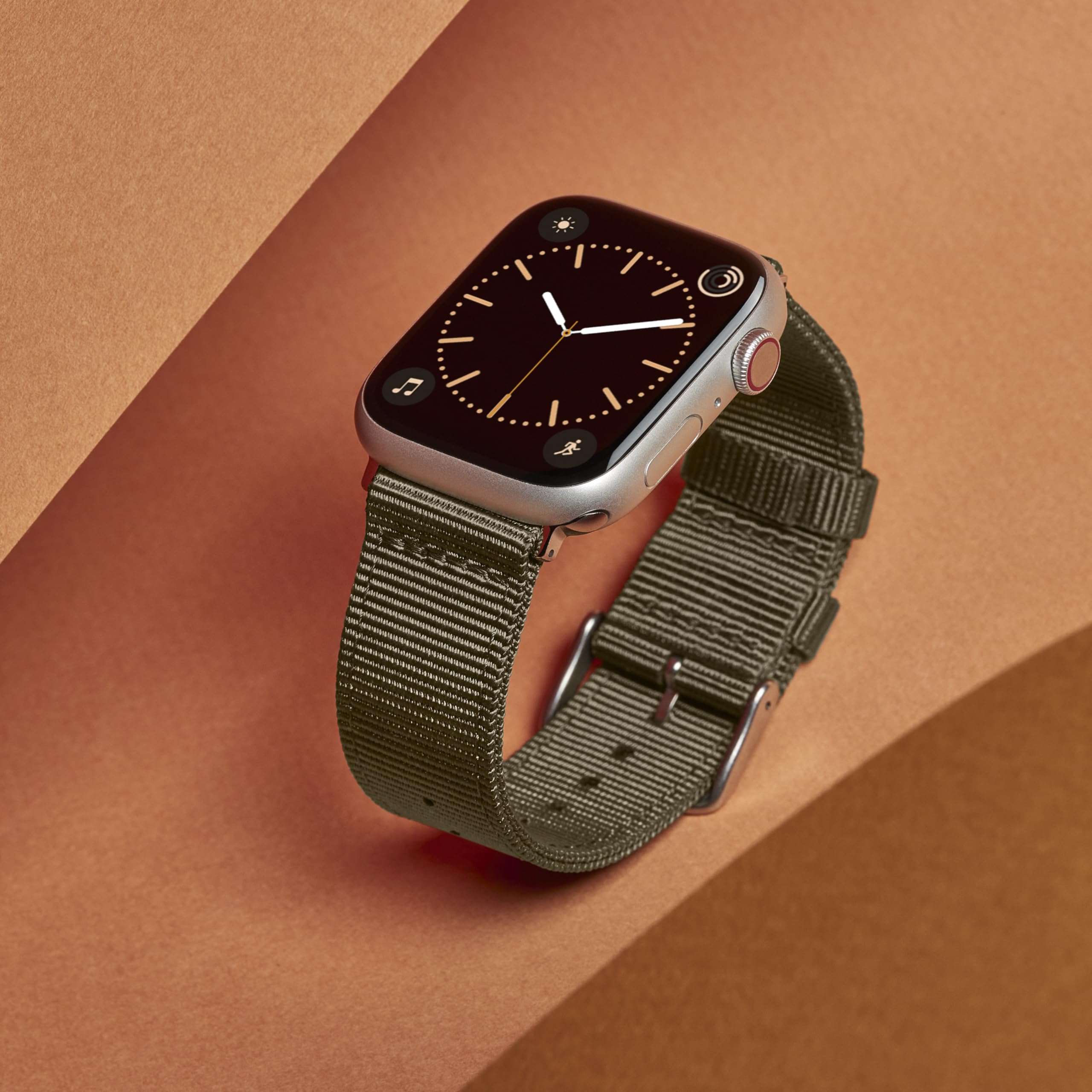 Archer Watch Straps - Premium Nylon Straps For Apple Watch (Olive, Stainless, 40/41/42Mm)