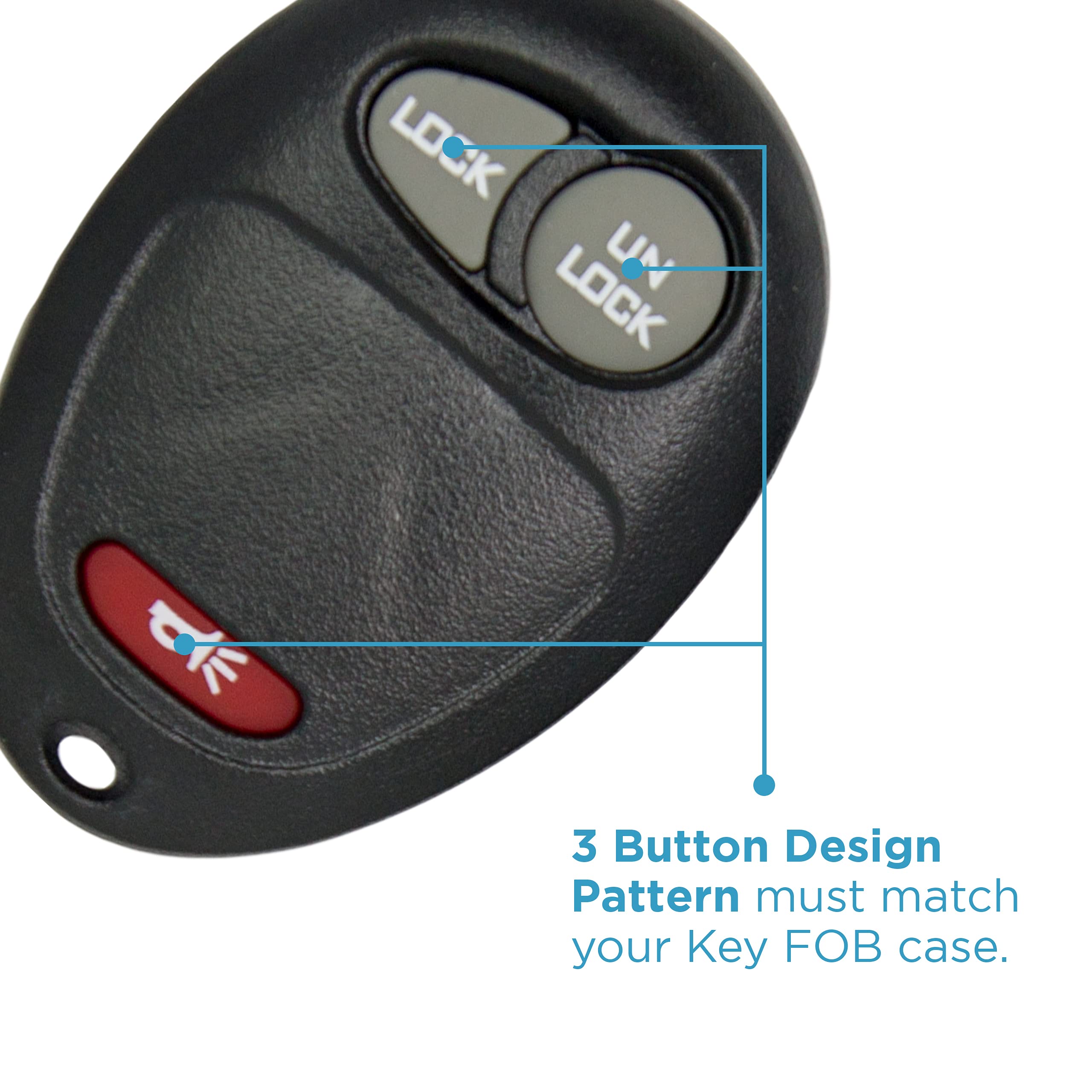 Keyless2Go Replacement For New Shell Case And 3 Button Pad For Remote Key Fob With Fcc L2C0007T   Shell Only (2 Pack)
