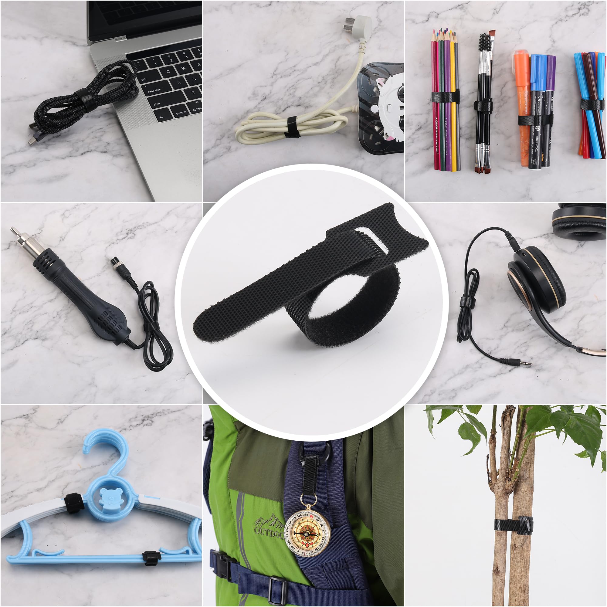 Nettbe126 Pcs 6 Inches Reusable Cable Ties, Adjustable Cord Straps, Cable Organizer, Cord Wrap And Hook Loop Cords Management