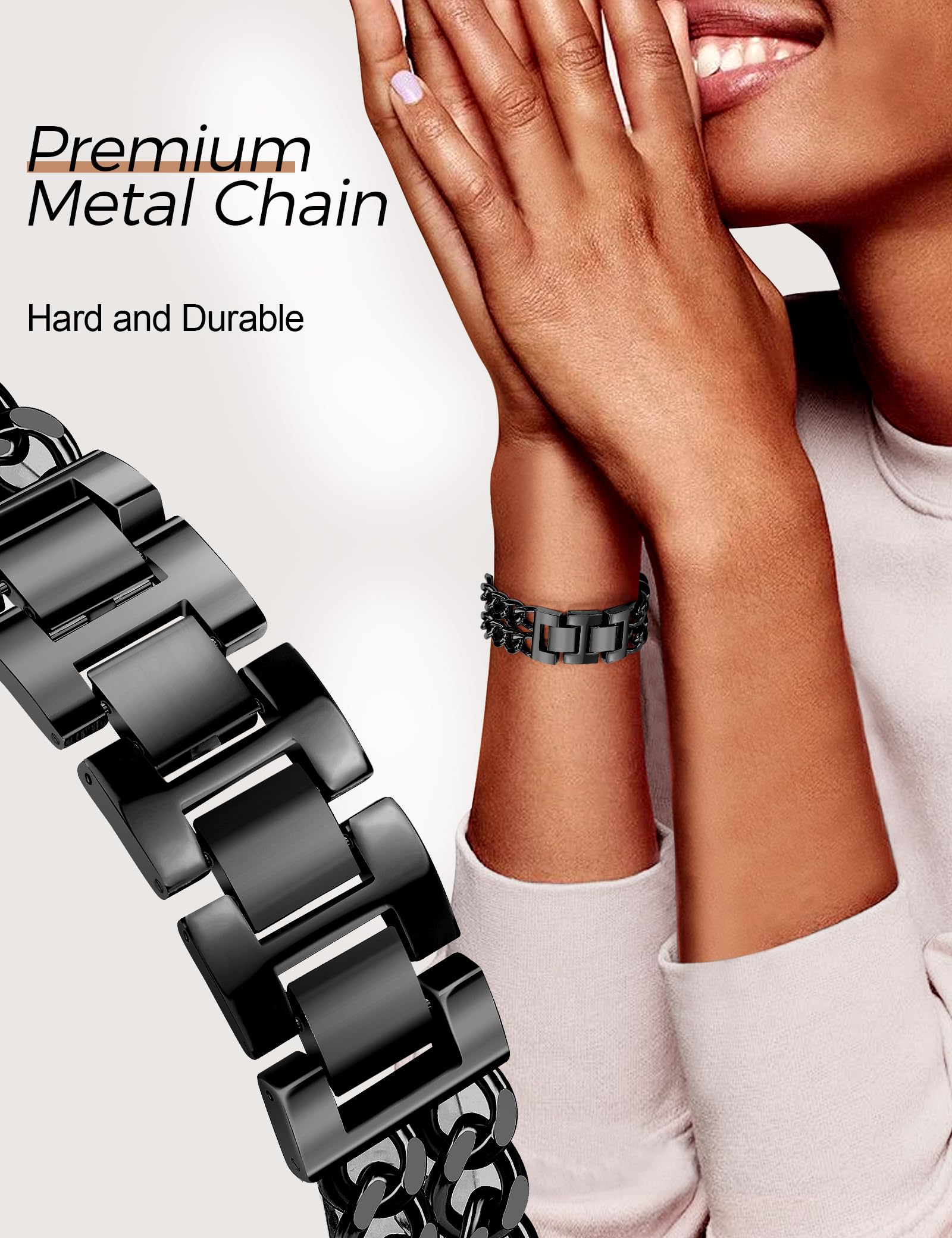 Jr.Dm Black Watch Bands For Women Compatible With Apple Watch Band 38Mm 40Mm 41Mm 42Mm (S10) Adjustable Metal Band Cowboy Steel