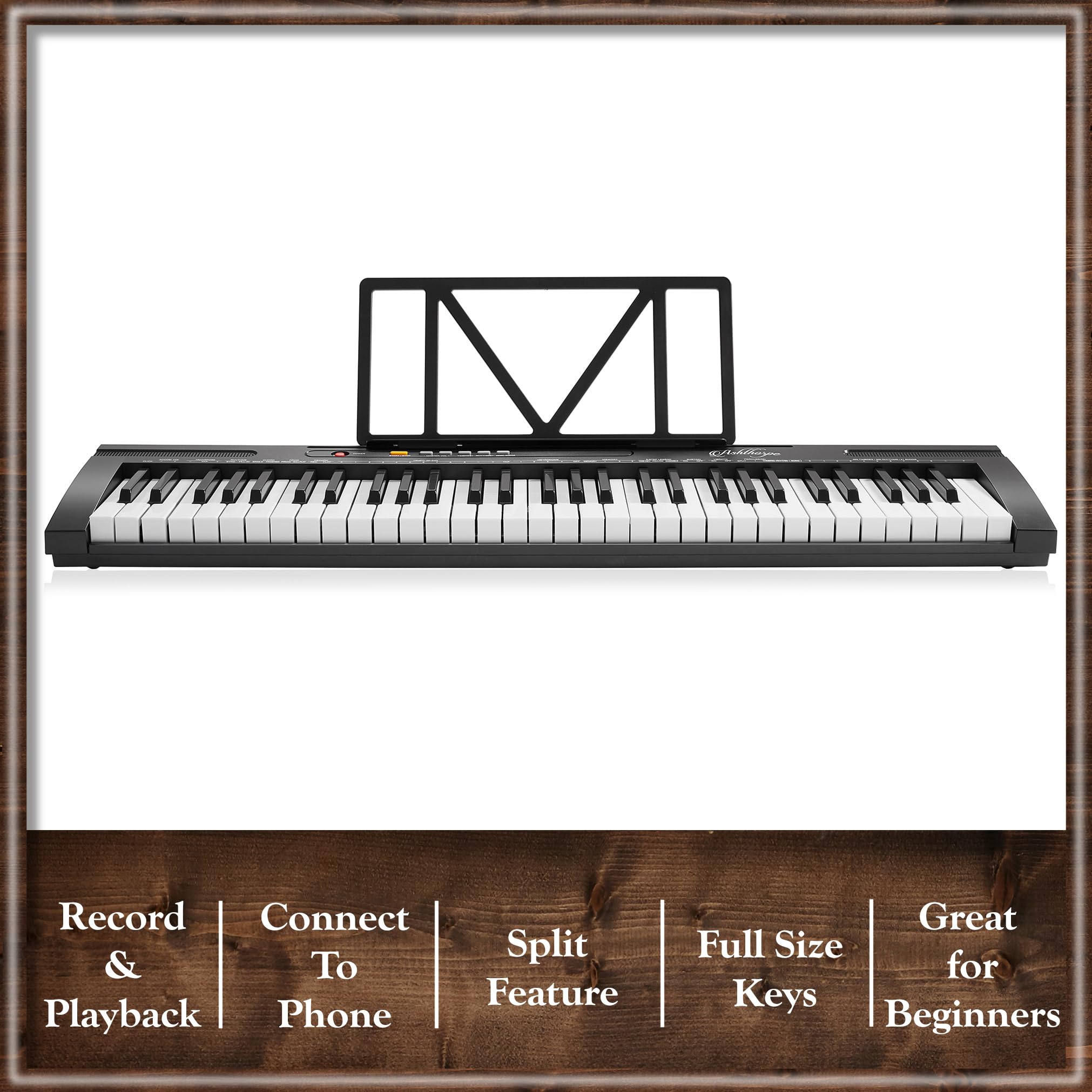 Ashthorpe 61 Key Digital Electronic Keyboard Piano For Beginners, Includes Headphones, Mic And Keynote Stickers