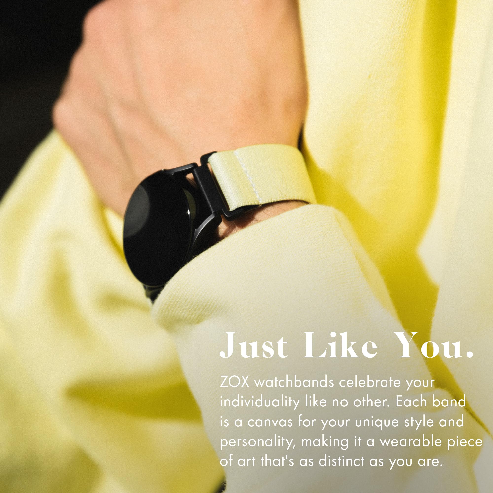 Zox Android Smart Watch Band - Lemon Lime | Soft, Adjustable Elastic Band With Motivational Affirmations And Beautiful Artwork -