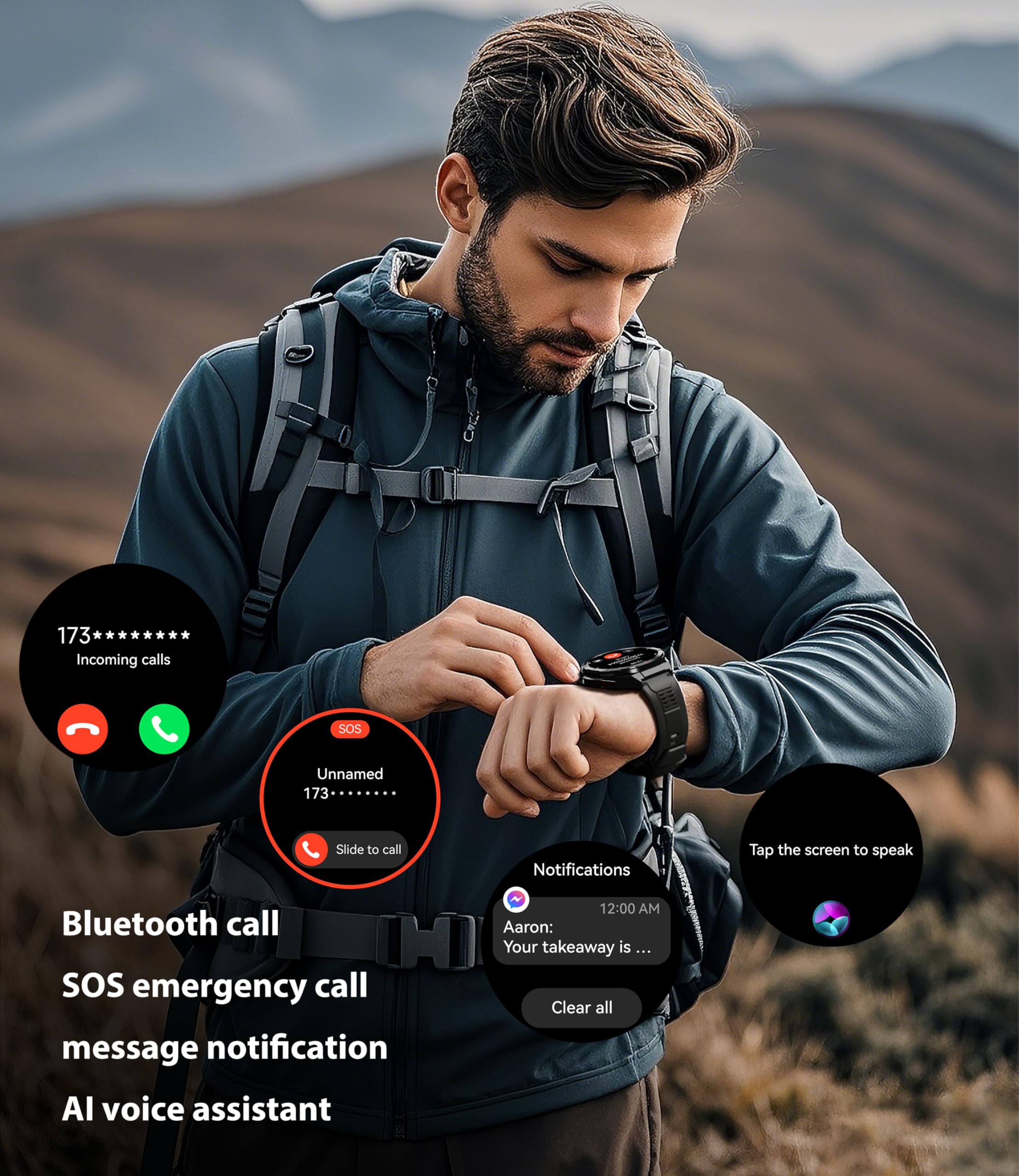 Oukitel Smart Watch For Men Gps Watch, 1.43'' Amoled Display, 5Atm Waterproof Military Watch, 150+ Sport Modes, Fitness Activity