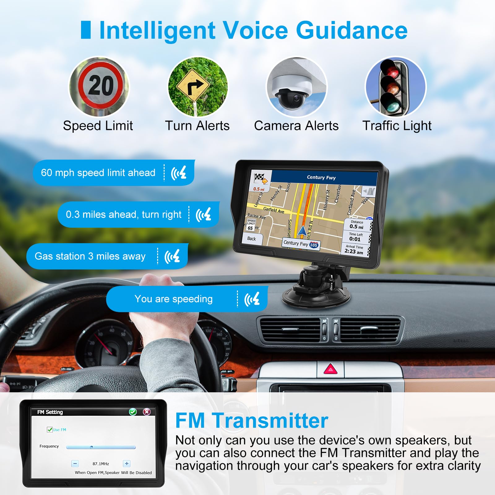 Gps Navigator For Car Truck Rv, 9 Inch Touch Screen Latest 2025 Map, Real Voice Spoken Turn By Turn Direction Reminding Navigati
