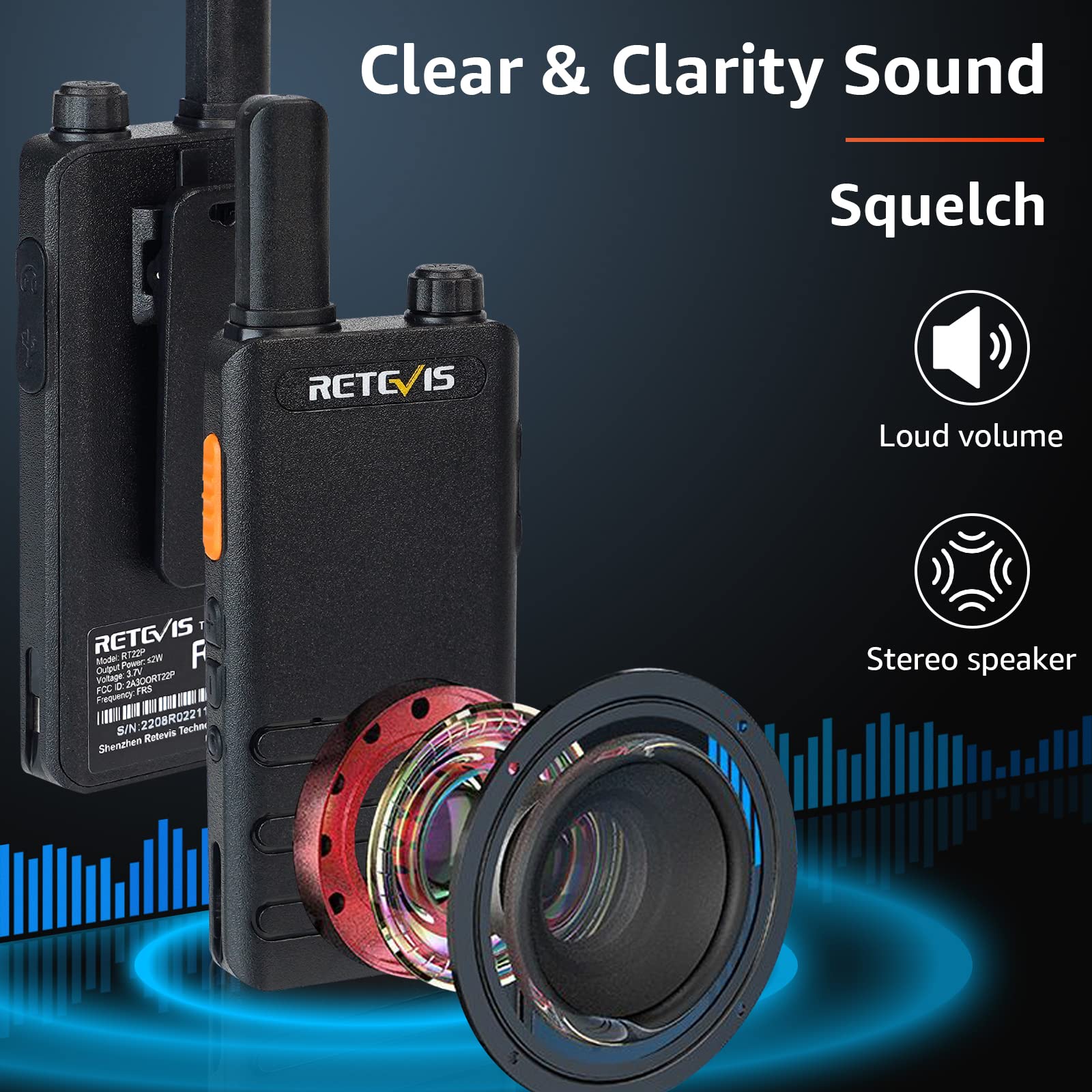 Retevis Rt22P,New Version Of Rt22(2.0),Rechargeable Walkie Talkies For Adults,Compact Frs Two Way Radios,Vox Handsfree,1620Mah Large Battery,Usb C Charger,2 Way Radio For Small Store Hotel(4 Pack)