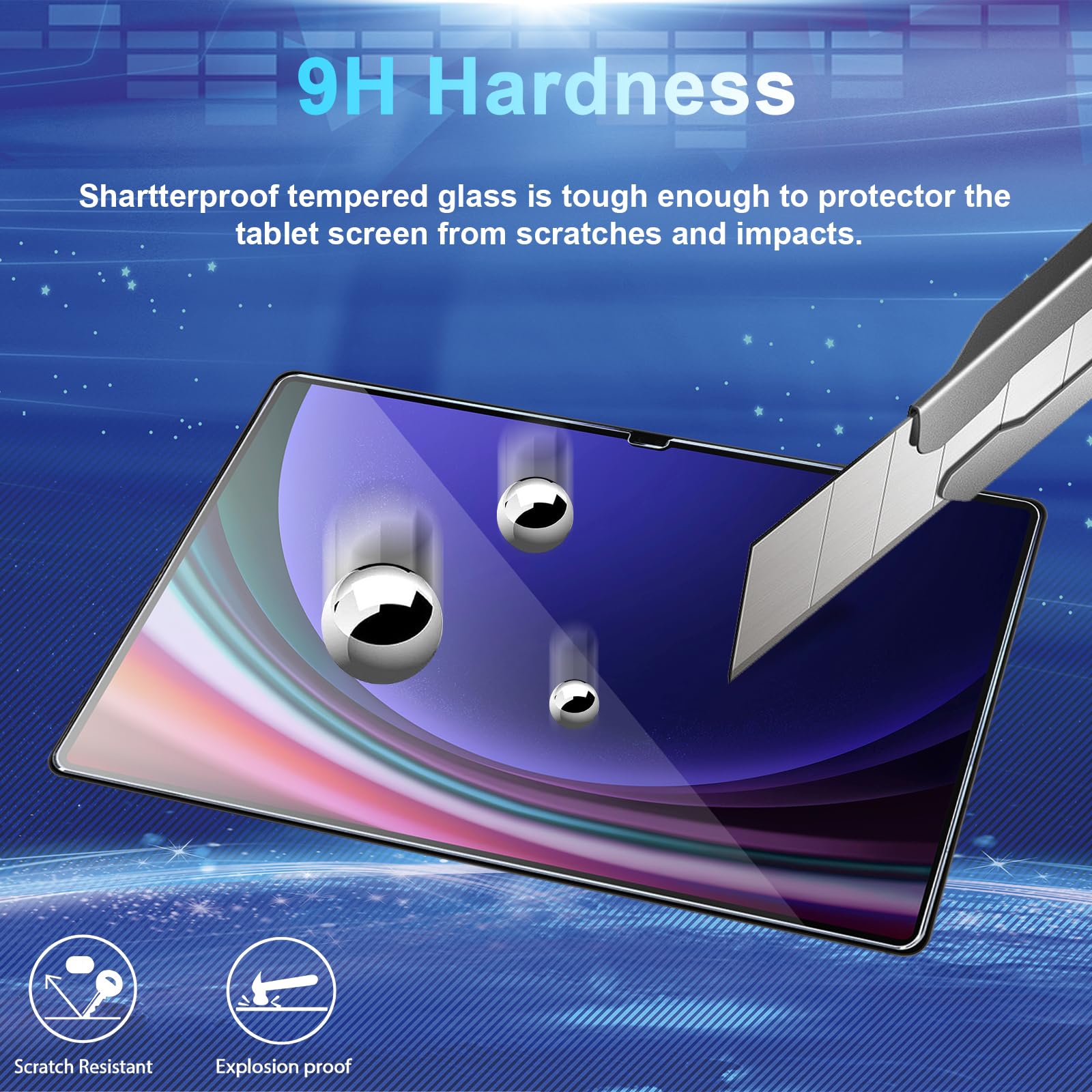 Cwqzguf 2 Pack Galaxy Tab S9 Ultra/S8 Ultra 14.6 Inch Tempered Glass Screen Protector, 9H Hardness, High Clarity, Anti Shatter,
