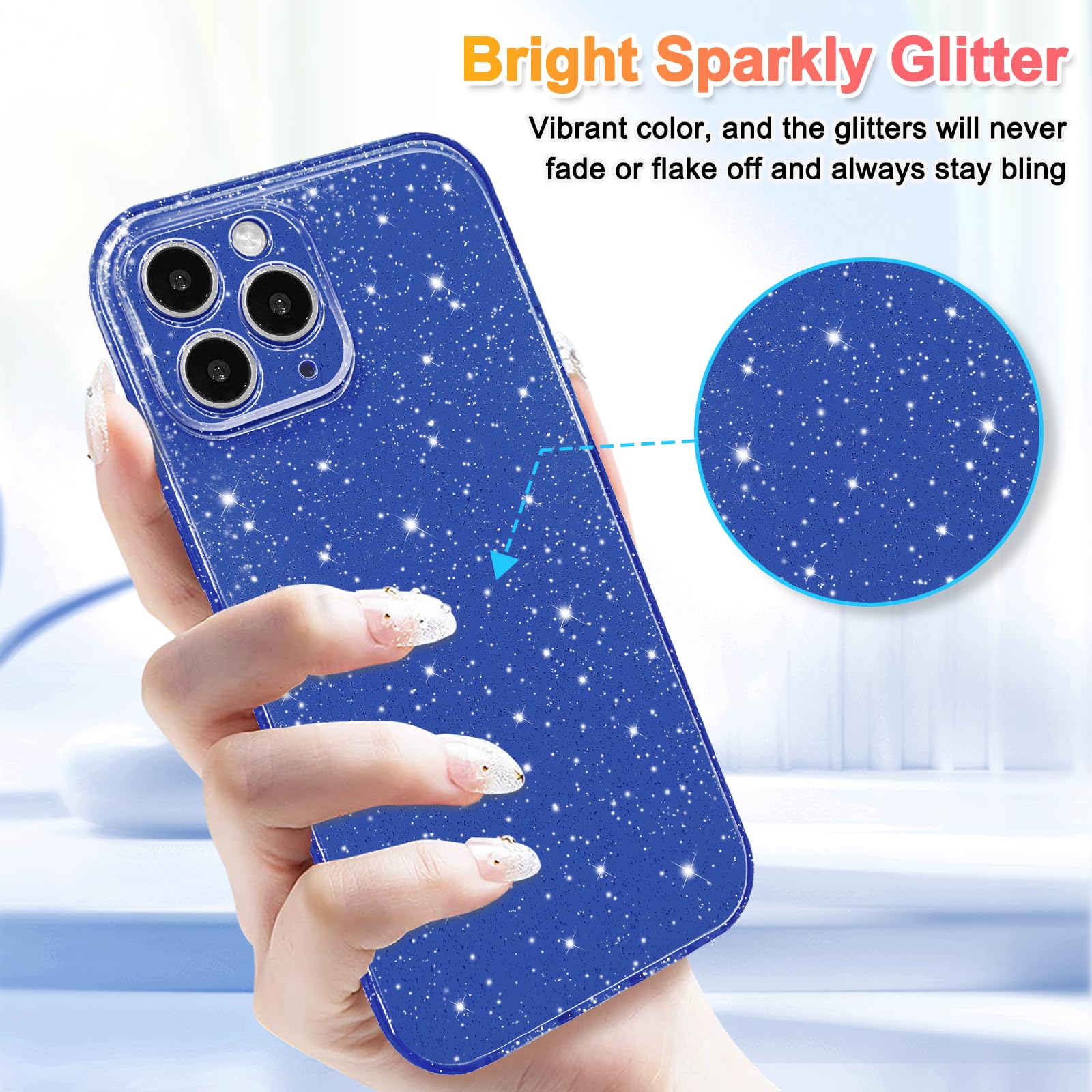 Hython Case For Iphone 11 Pro Case Glitter Cute Sparkly Shiny Bling Sparkle Phone Cases 5.8'', Thin Slim Fit Soft Tpu Bumper Sho