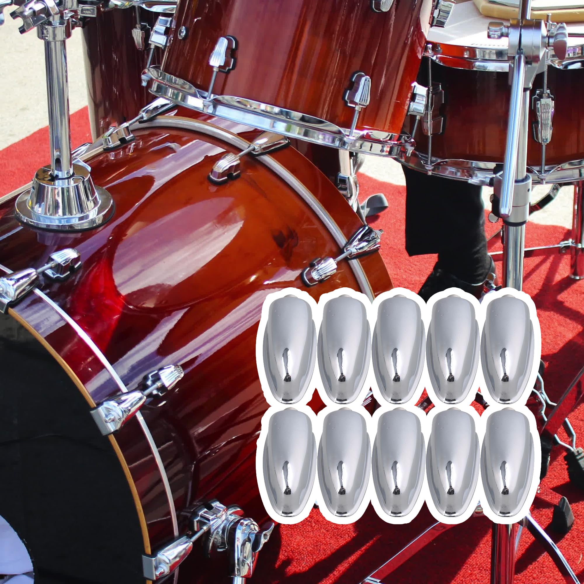 Yibuy 5.2X2.5X2Cm Triangle Alloy Silver Single End Tom Snare Drum Lugs For Tom Drum Percussion Accessory Replacement