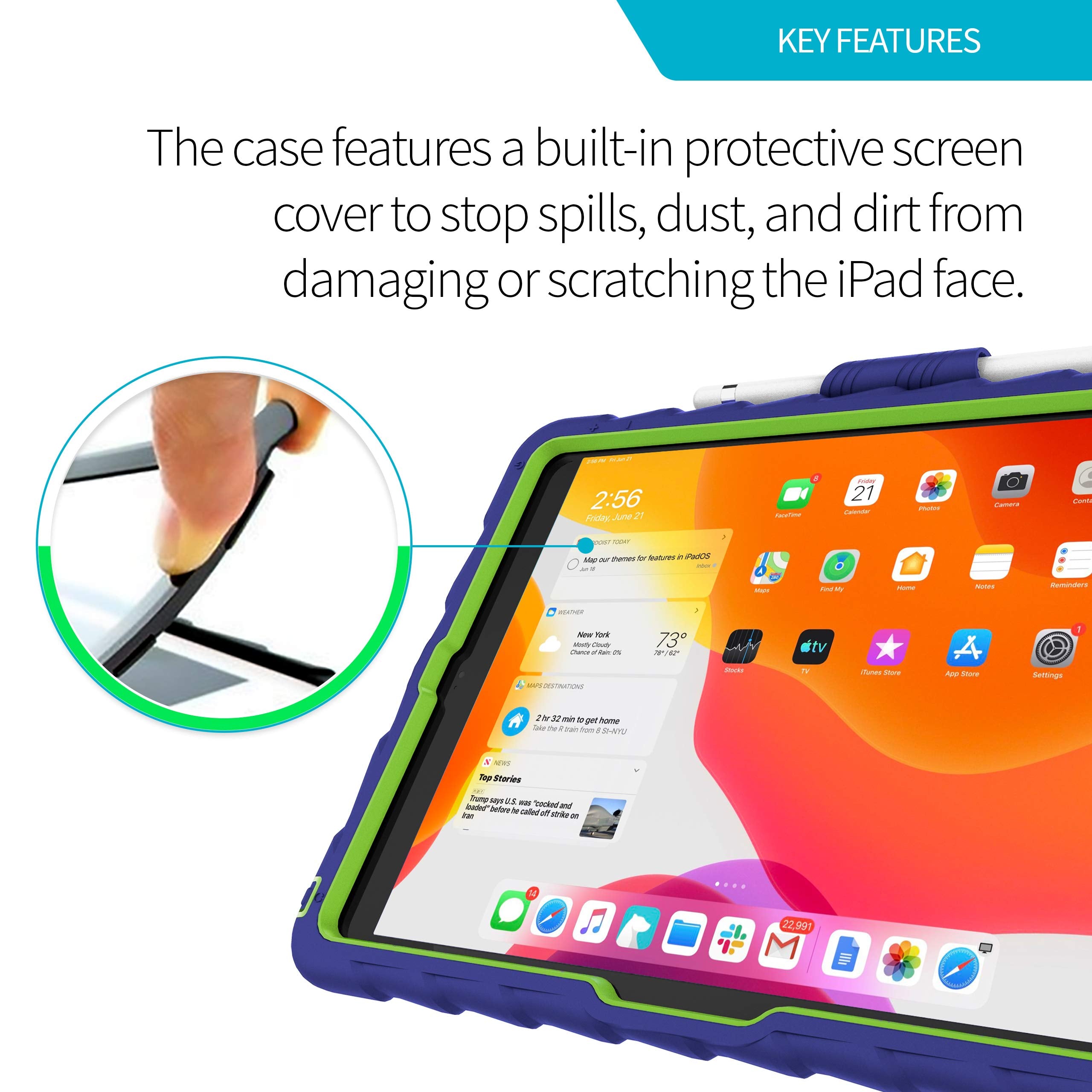Gumdrop Hideaway Case Fits Apple Ipad 9Th | 8Th | 7Th Gen (10.2 Inch) Designed For K 12 Students Teachers And Classrooms�Drop Tested Rugged Shockproof Bumpers For Reliable Device Protection�Blue/Green