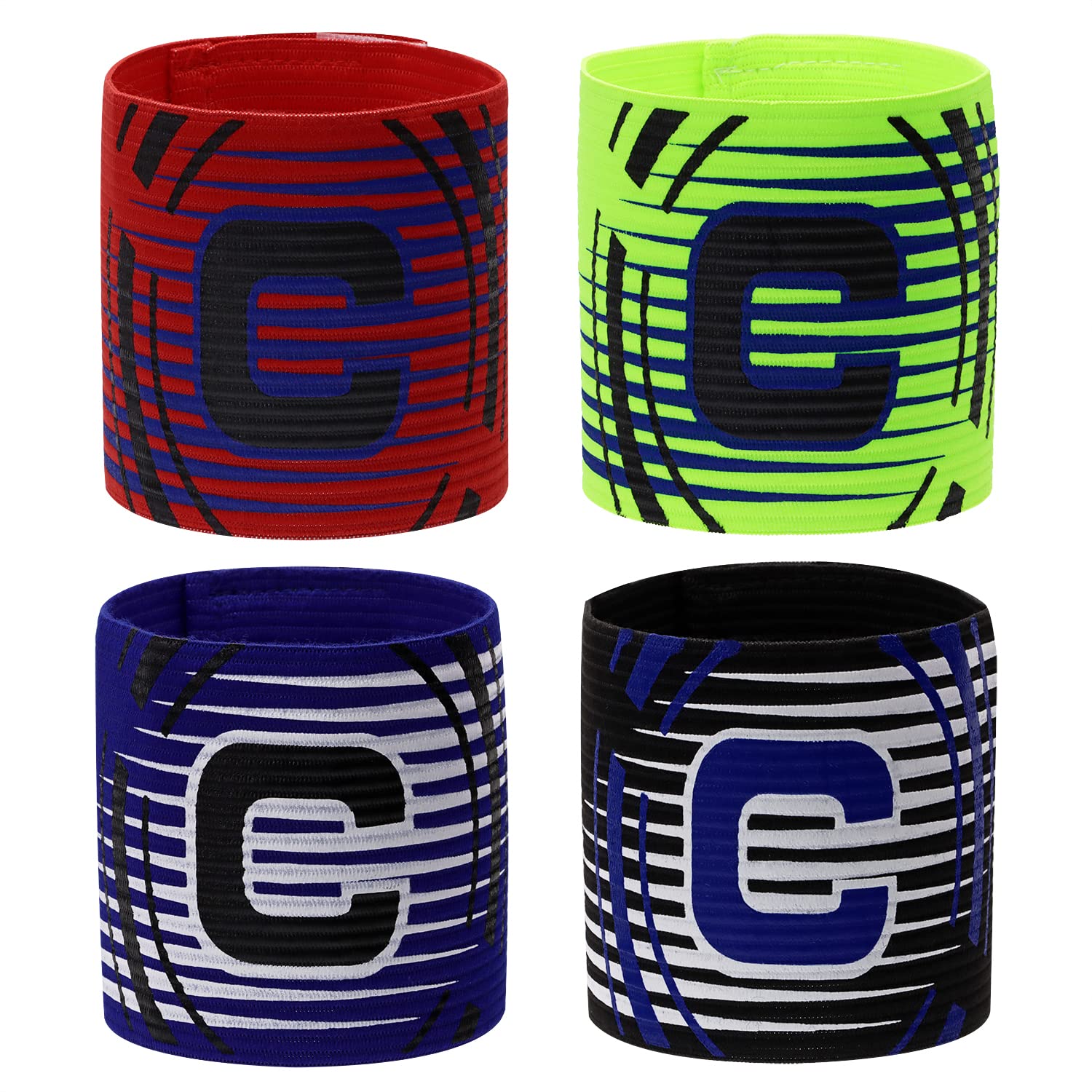 Onlykxy 4Pcs Captain Armbands 8.5X32Cm/3.34X12.59Inch Adjustable Leader Armband Team Sport Armband For Soccer Basketball Volleyb