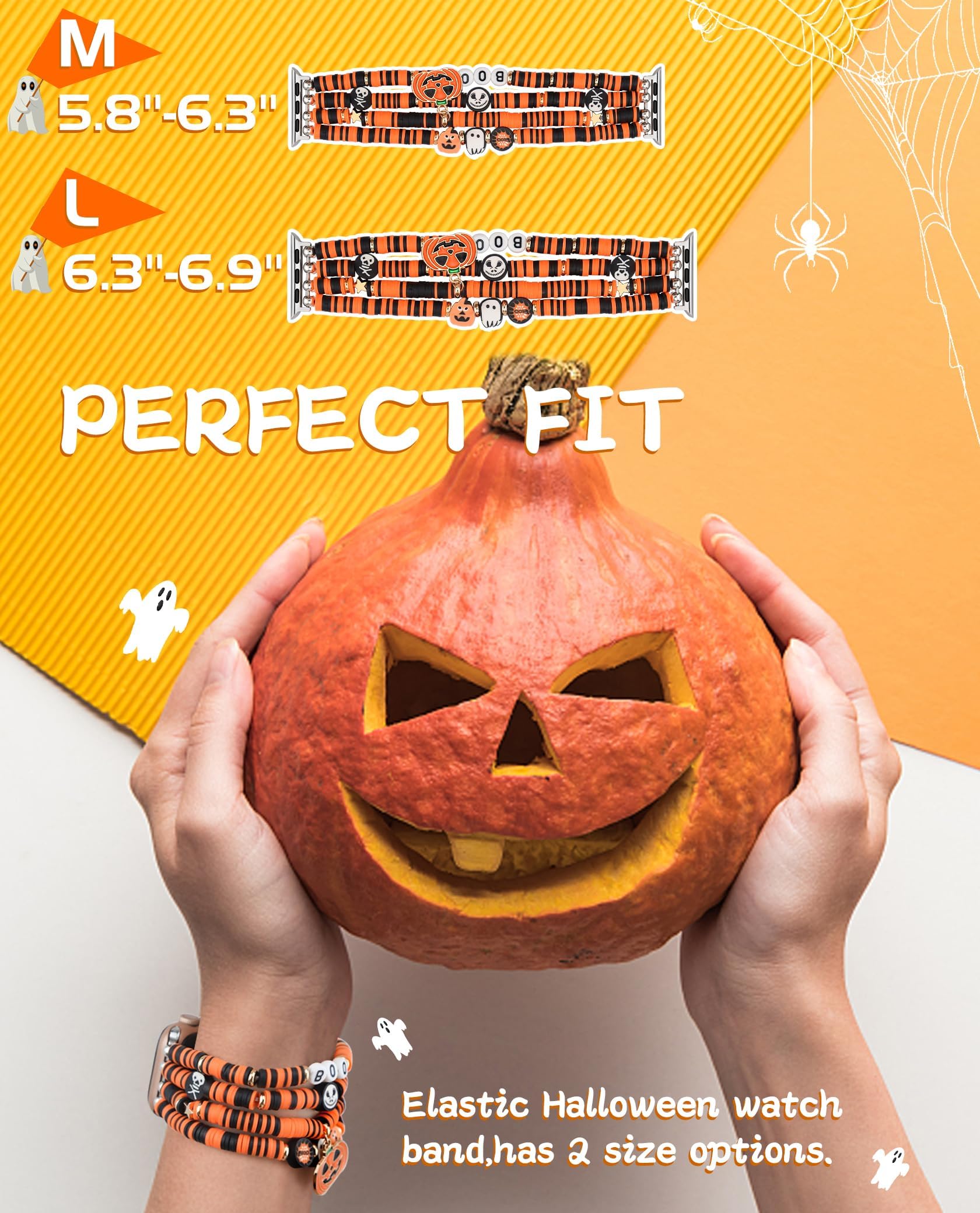 Jr.Dm Halloween Watch Band Compitable With Apple Watch 38Mm 40Mm 41Mm 44Mm 42Mm 45Mm Women Girls Cute Preppy Handmade Beaded Pum