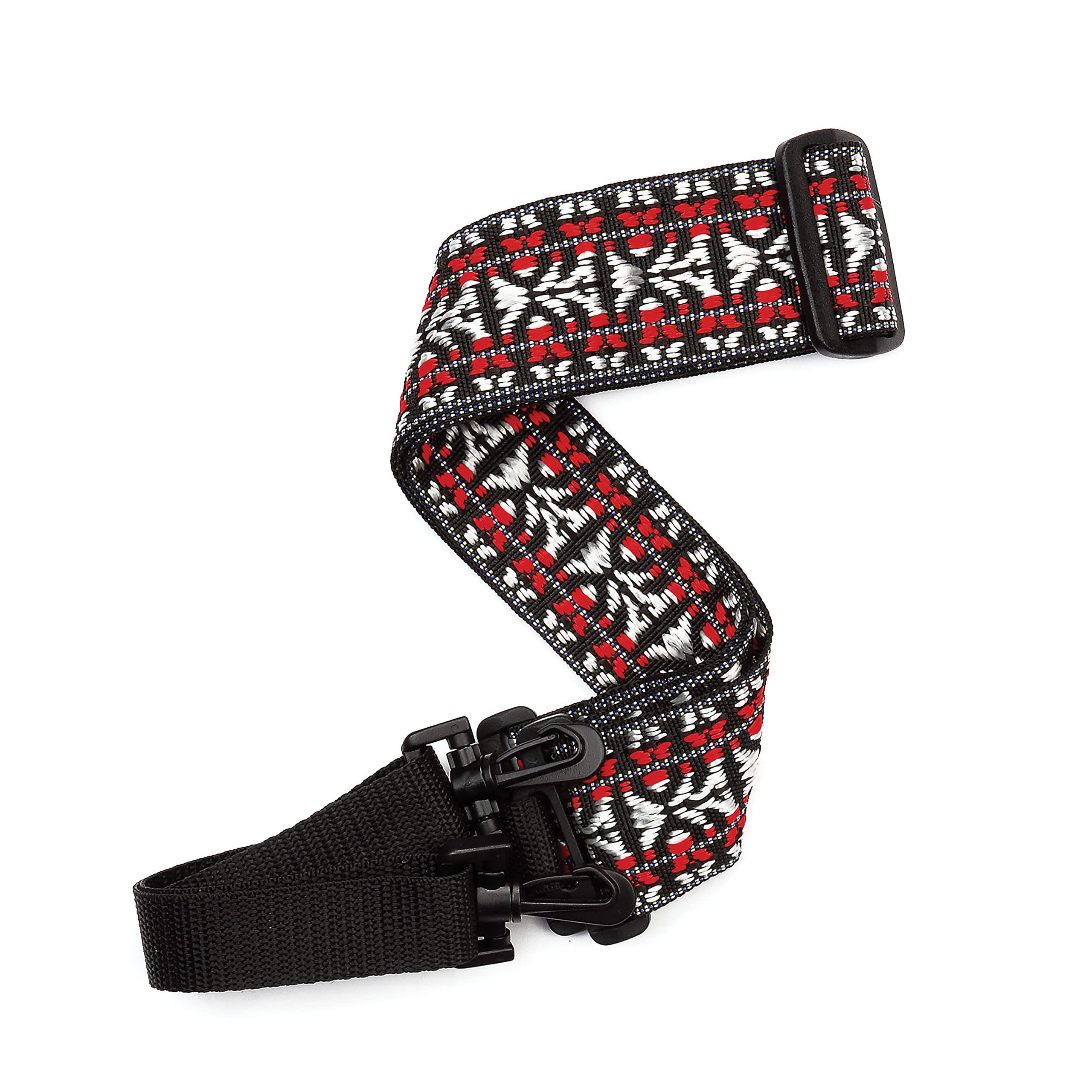 DAddario Accessories Banjo Strap with Clips - Strap for Banjo - Banjo Accessories - Woven, Hootenanny - Red and Silver, Adjusta