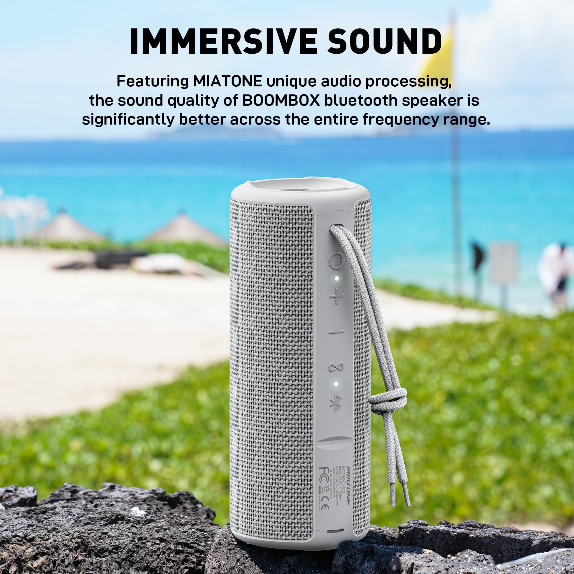 Miatone Portable Bluetooth Wireless Speaker Waterproof Shower Speaker   Grey