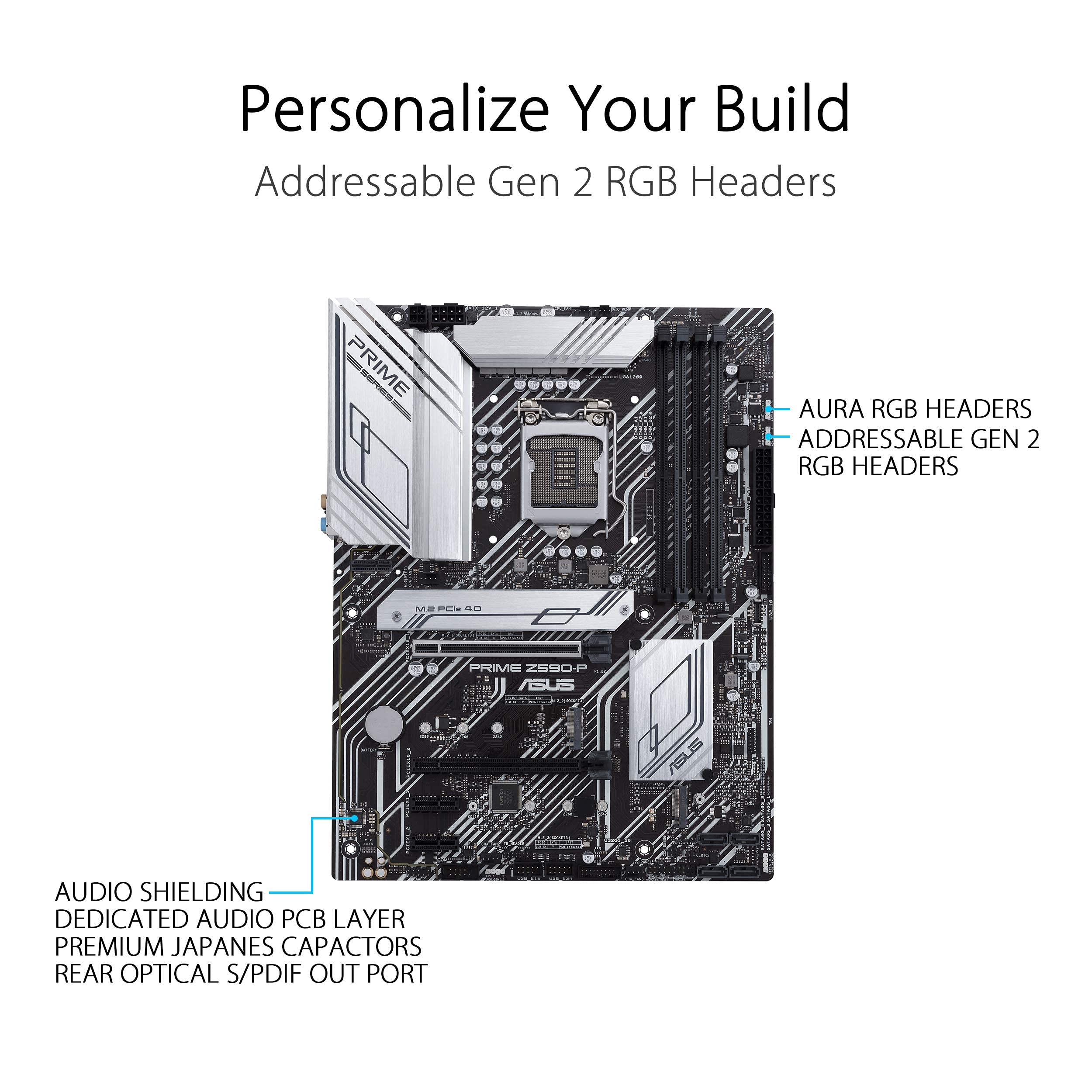 Asus Prime Z590-P Lga 1200 (Intel 11Th/10Th Gen) Atx Motherboard (Pcie 4.0, 10+1 Power Stages, 3X M.2, 2.5Gb Lan, Front Panel Us
