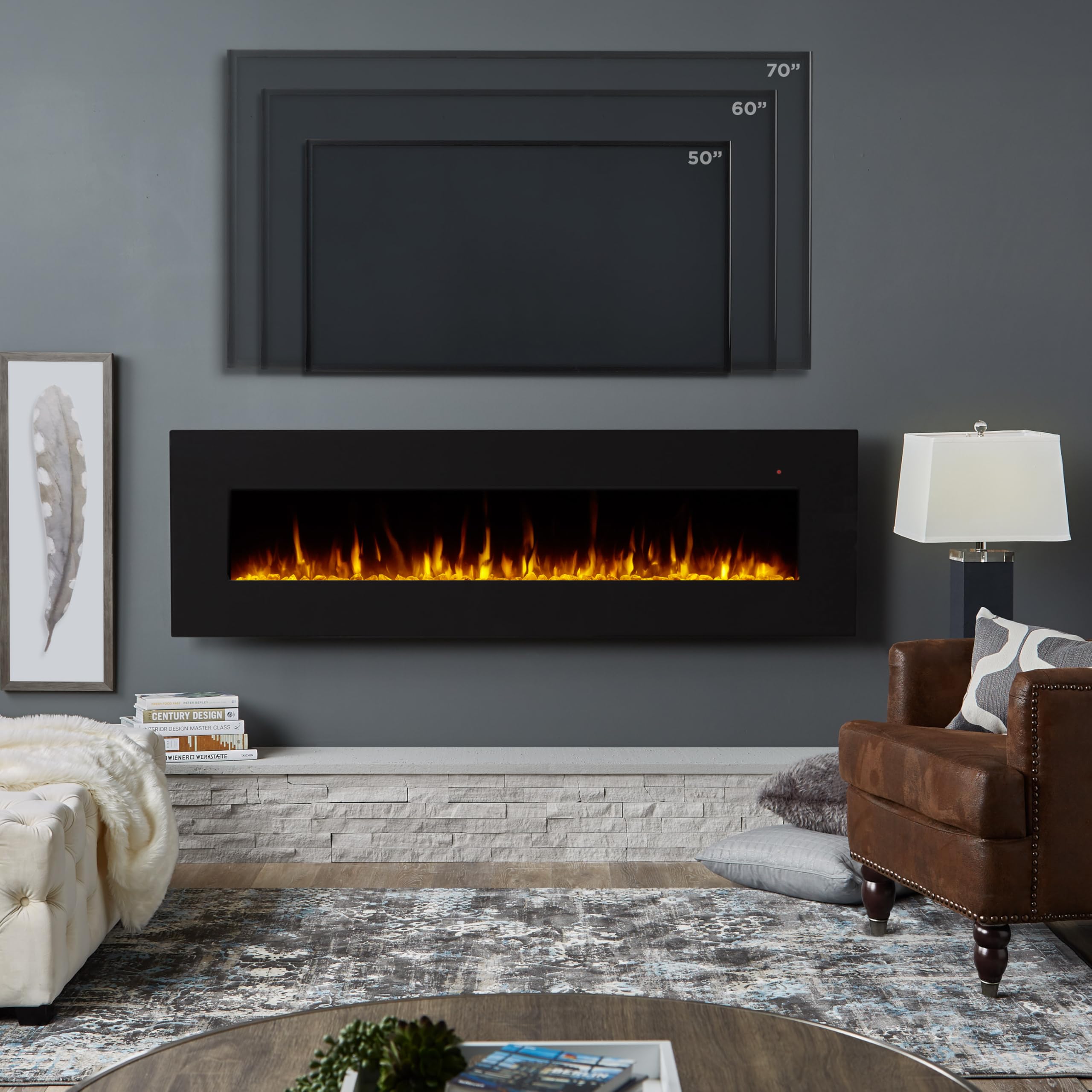 Real Flame Corretto Electric Fireplace, 72'', Black