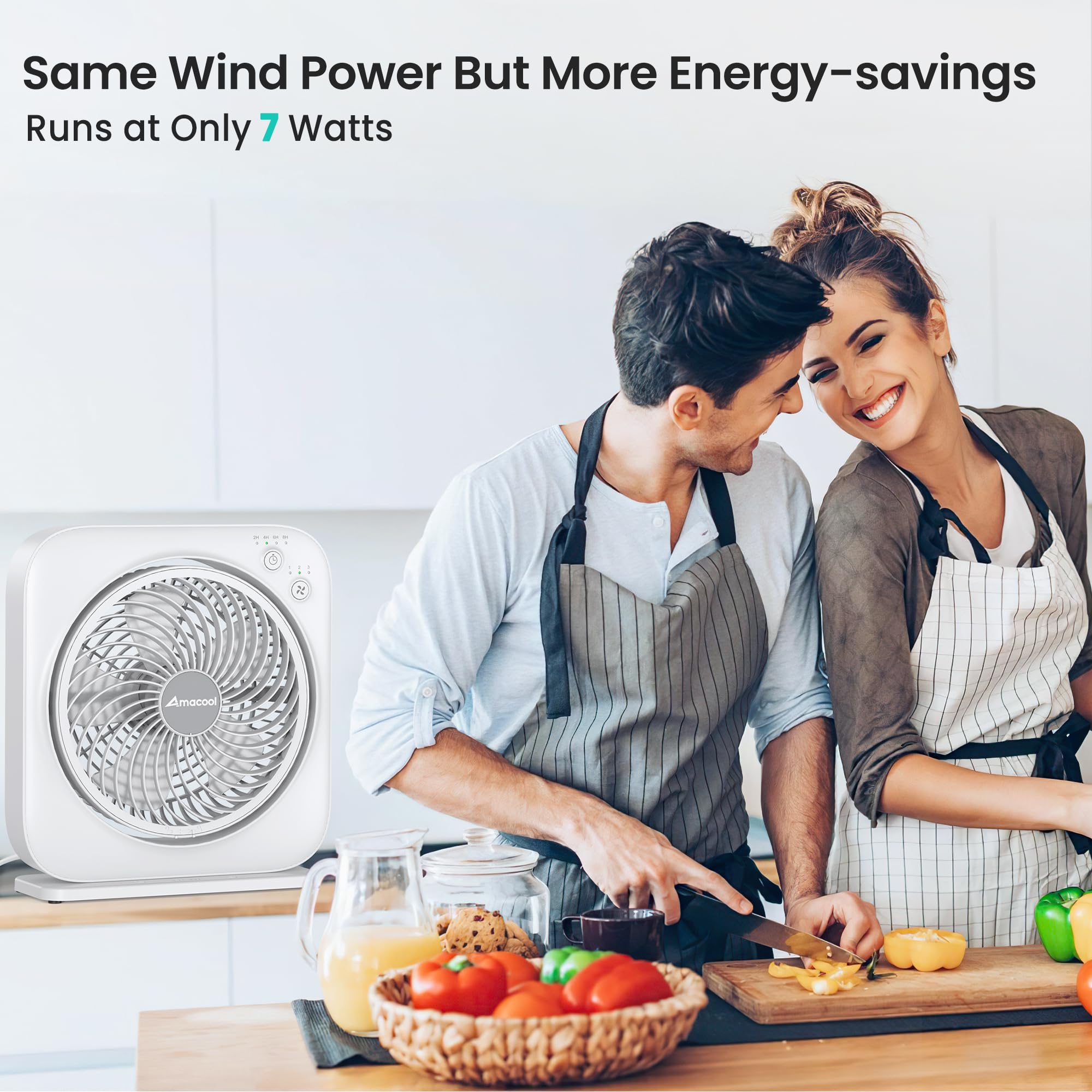 Amacool Table Fan, 12 Inch Box Fan With 3 Adjustable Speeds & 8Hrs Timer, 270? Pivoting Quiet Air Circulator, Desktop Fan For Be