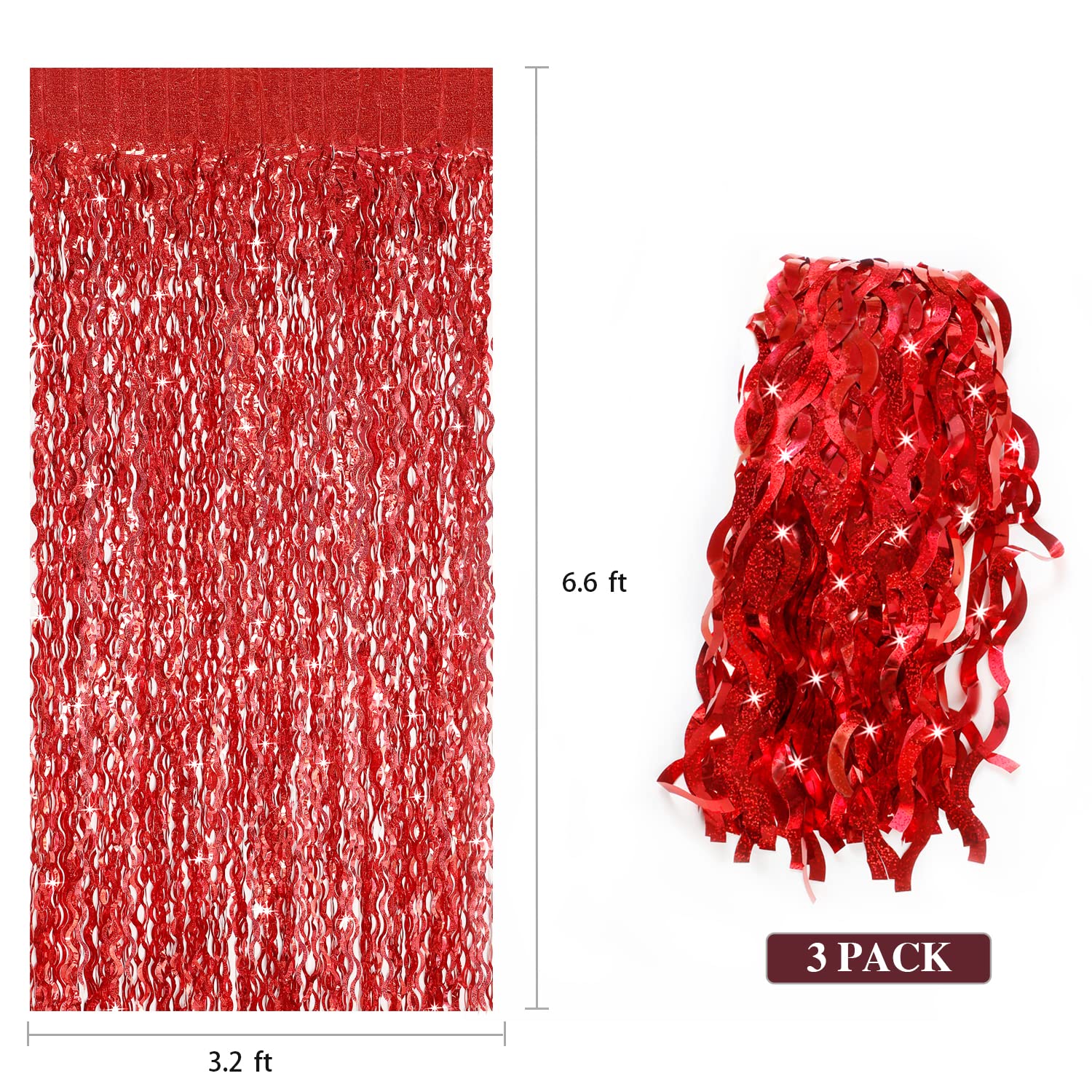 3 Pack Red Backdrop Curtain   Cylmfc 3.3 Ft X 6.6 Ft Foil Backdrop Curtain Streamers Birthday Decorations For Birthday Party Chr