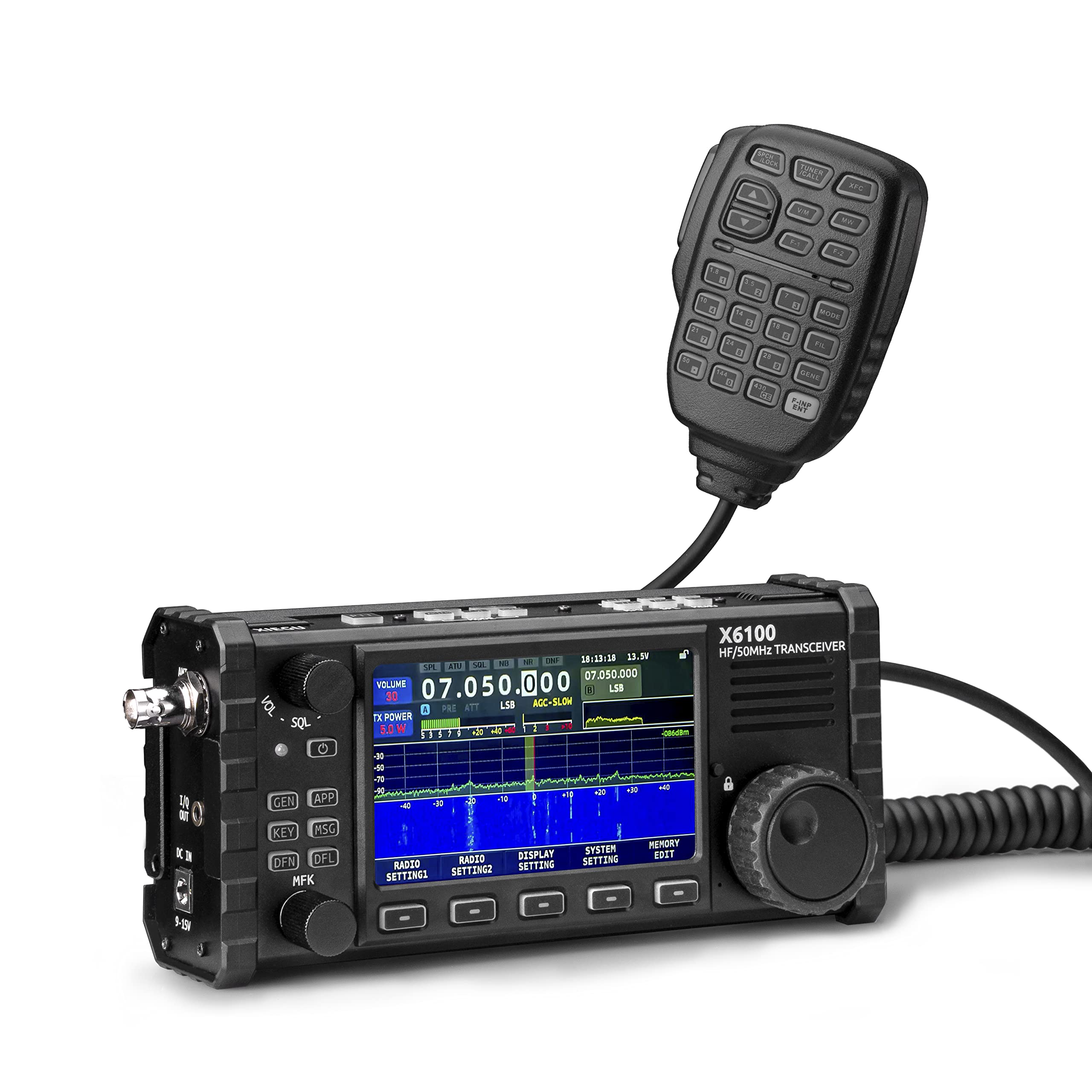 Xiegu X6100 Hf Radio Transceiver, 10W Full Mode Sdr Radio Supports Bt With 4'' Lcd Screen