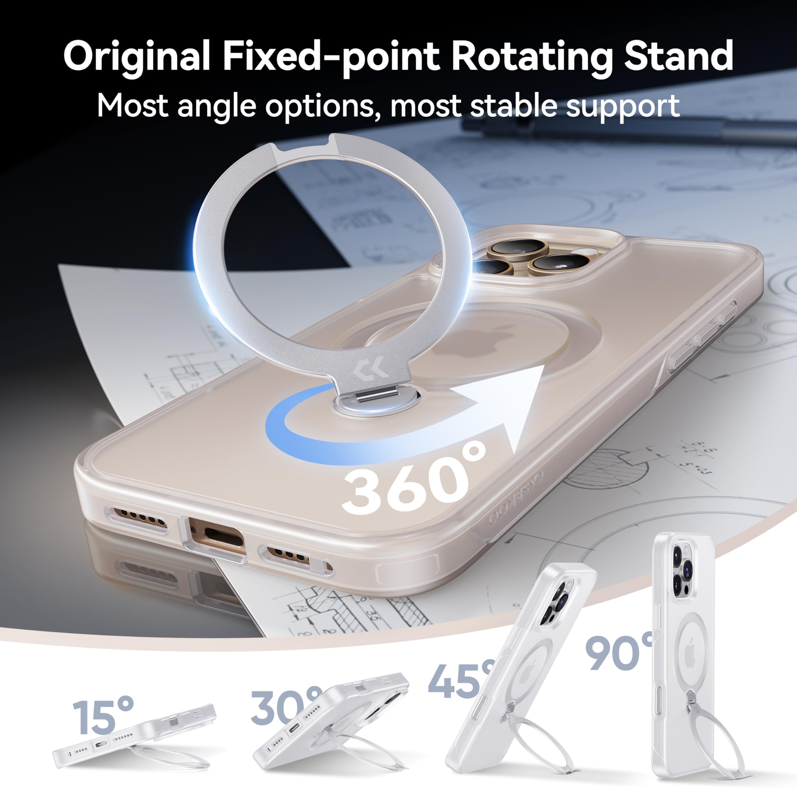 Casekoo For Iphone 16 Pro Max Case With 360 Upgraded Rotatable Magnetic Stand [Military Drop Protection] [Compatible With Magsaf