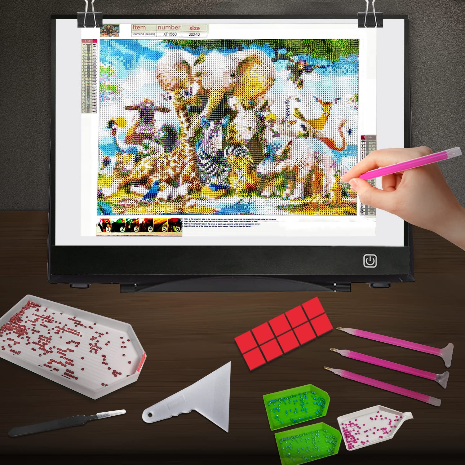 Welzk Diamond Painting Light Board A3, With Large Metal Stand, L:18.5    W:13.6 Inchs Large Diamond Painting Light Pad, Dimmable