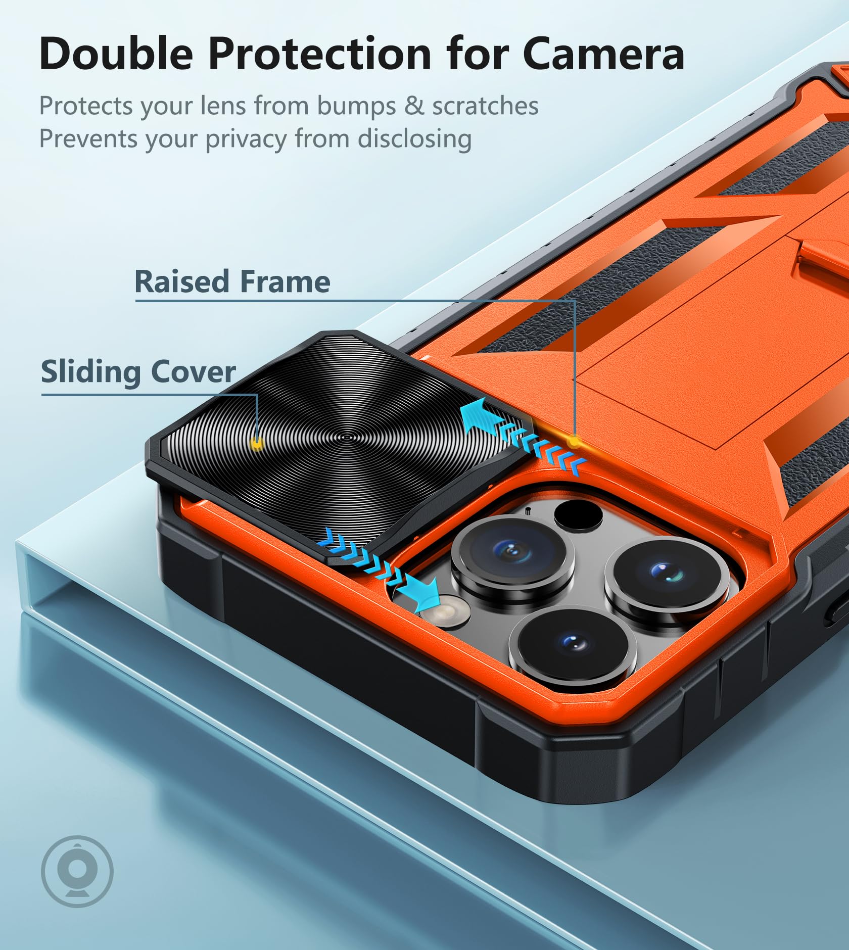 SOiOS iPhone 13 Pro Max 12 Pro Max Phone Case Kickstand Military Grade Drop Proof TPU Matte Textured Bumper Orange