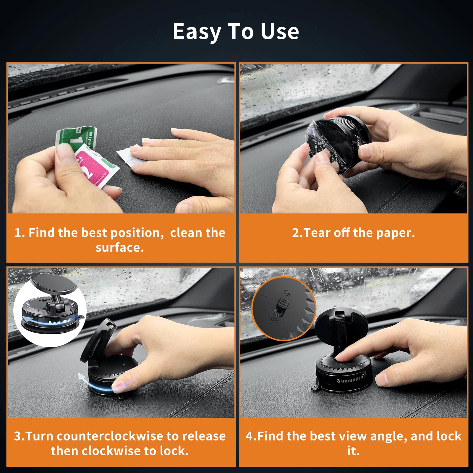 Singear Anti-High Temp Car Phone Holder For Magsafe [108 Lbs Nano-Gel Base + Vacuum Suction & 3600Gf Magnetic] 360Adjustable Mou