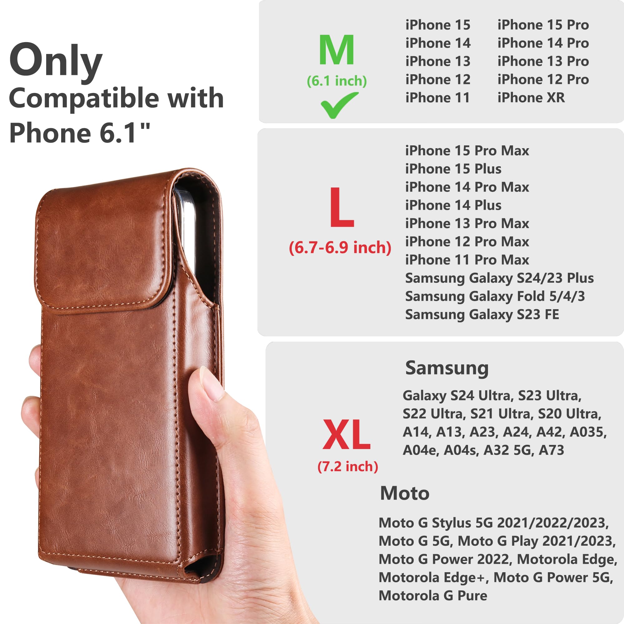 Ingido Holster For Iphone 16, 16 Pro, Iphone 15, 15 Pro, 14, 14 Pro, 13, 13 Pro, 12, 12 Pro, 11, Galaxy S24, S23, S22, Premium L