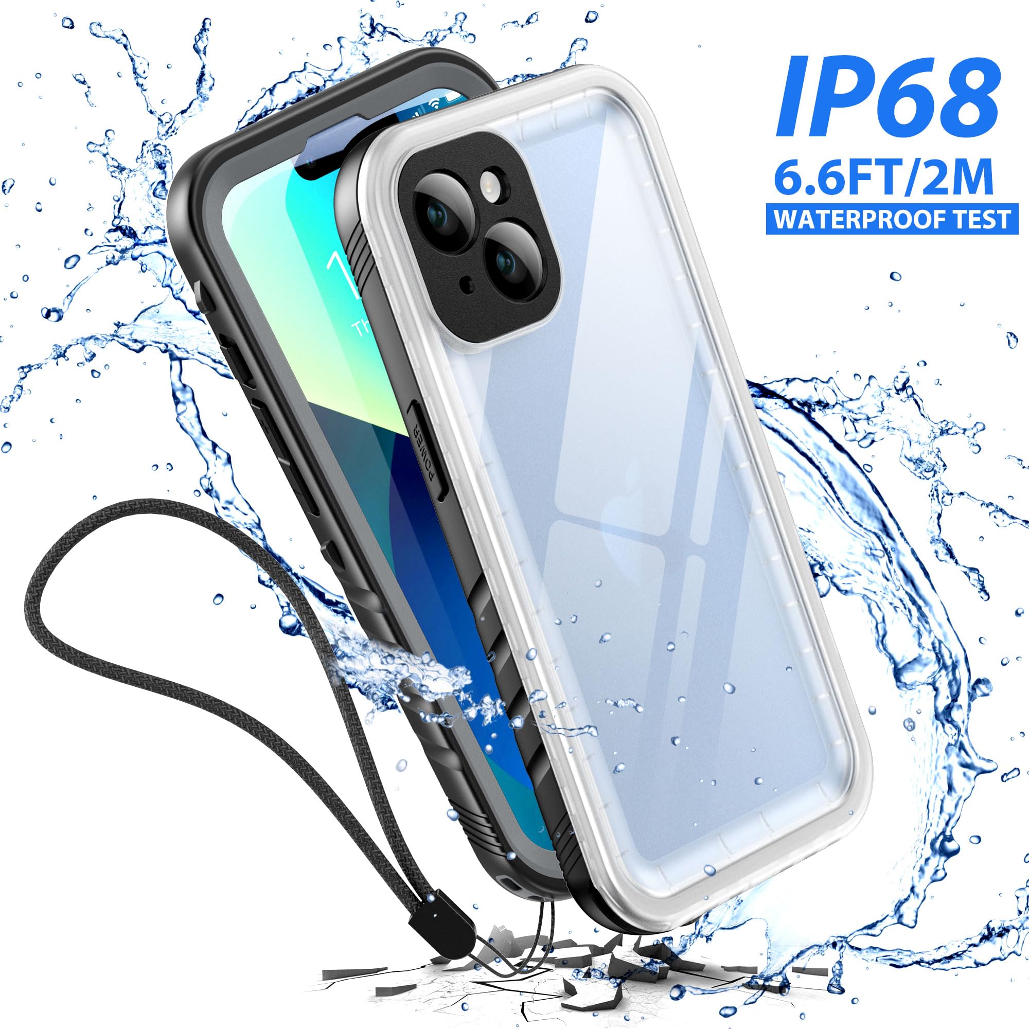 Sportlink Waterproof Case For Iphone 13, Shockproof Dustproof 13 Phone Case With Built In Clear Screen Protector, Full Body Heav