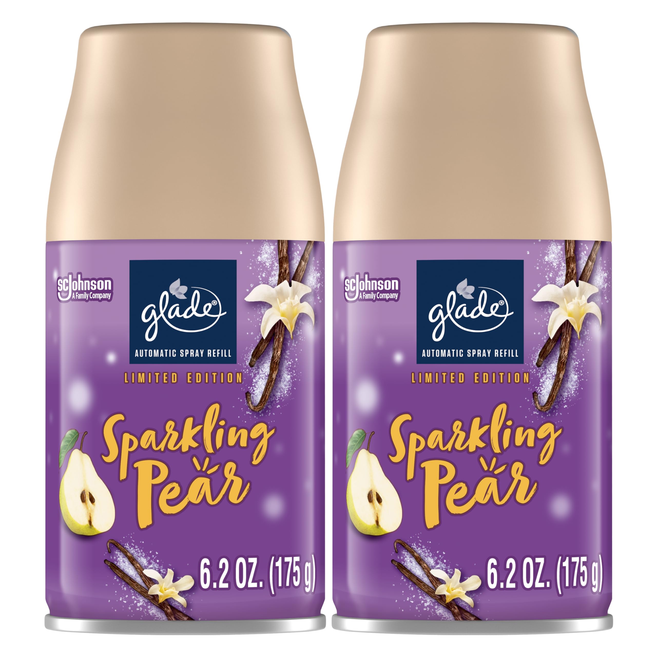 Glade Automatic Spray Refill, Air Freshener For Home And Bathroom, Sparkling Pear, 6.2 Oz, Limited Edition Scent, 2 Count
