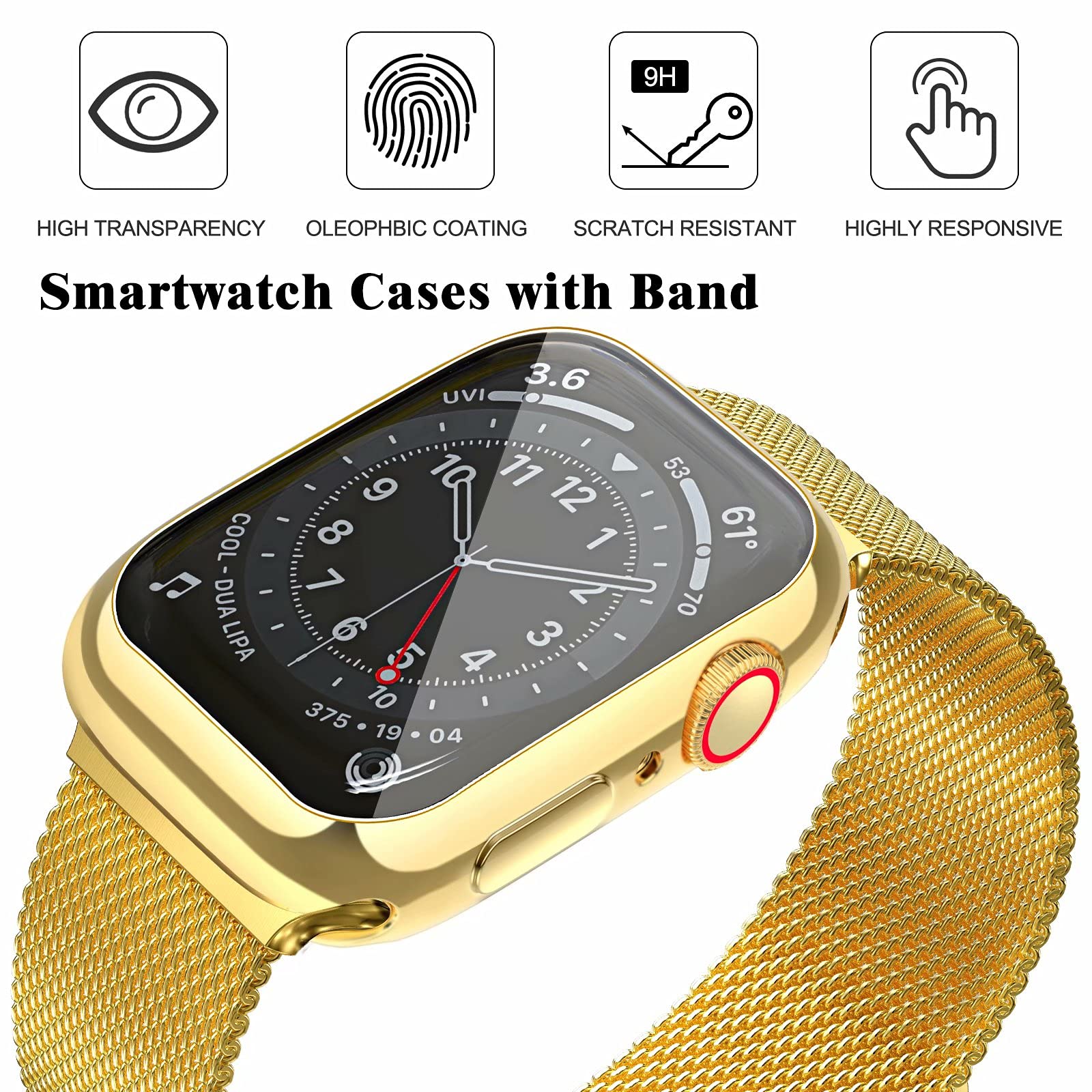 Geoumy Metal Magnetic Bands Compatible For Apple Watch Band 42Mm With Case, Stainless Steel Milanese Mesh Loop Replacement Strap