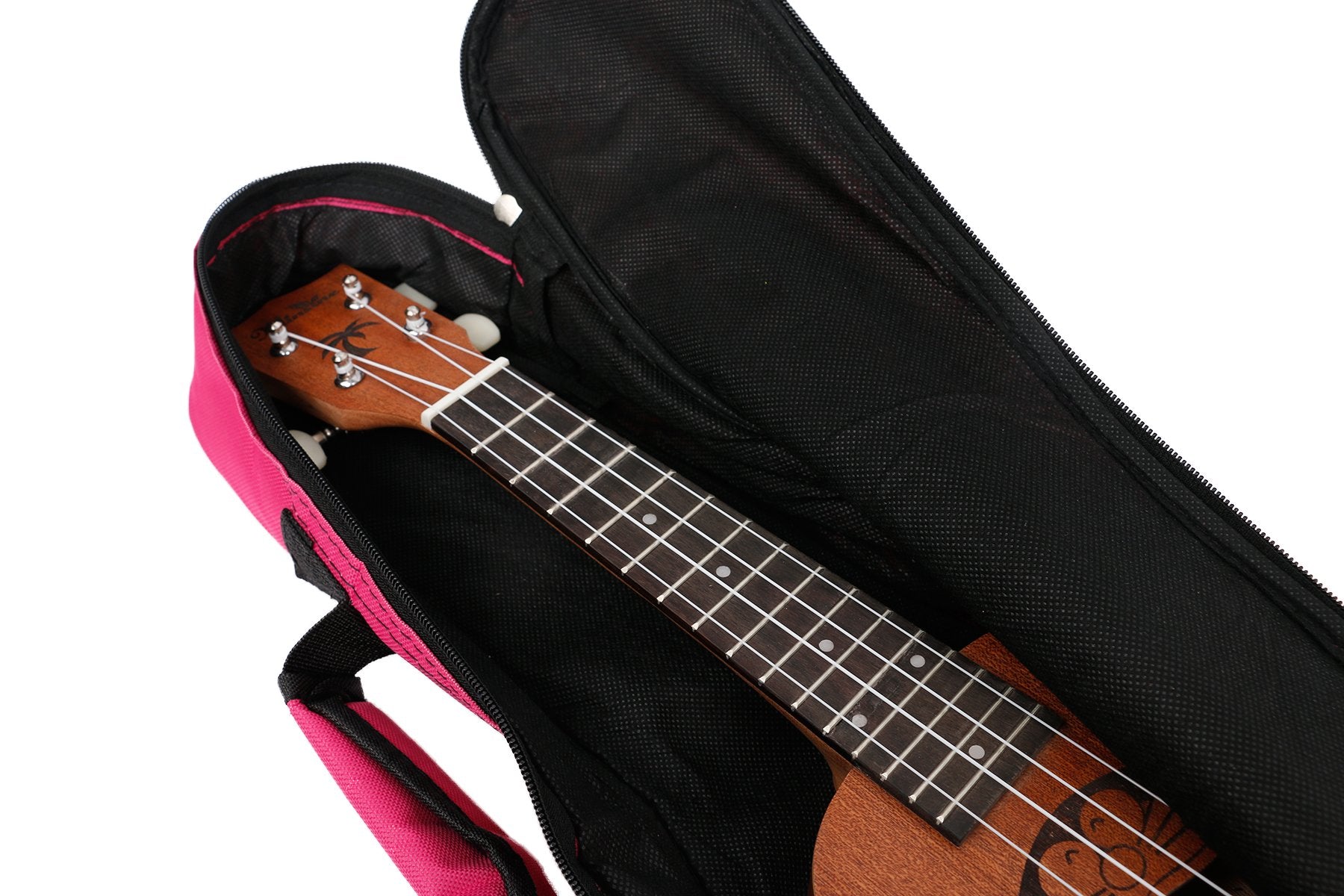 Hot Seal Waterproof Durable Colorful Ukulele Case Bag With Storage (23/24In, Rose Pink)